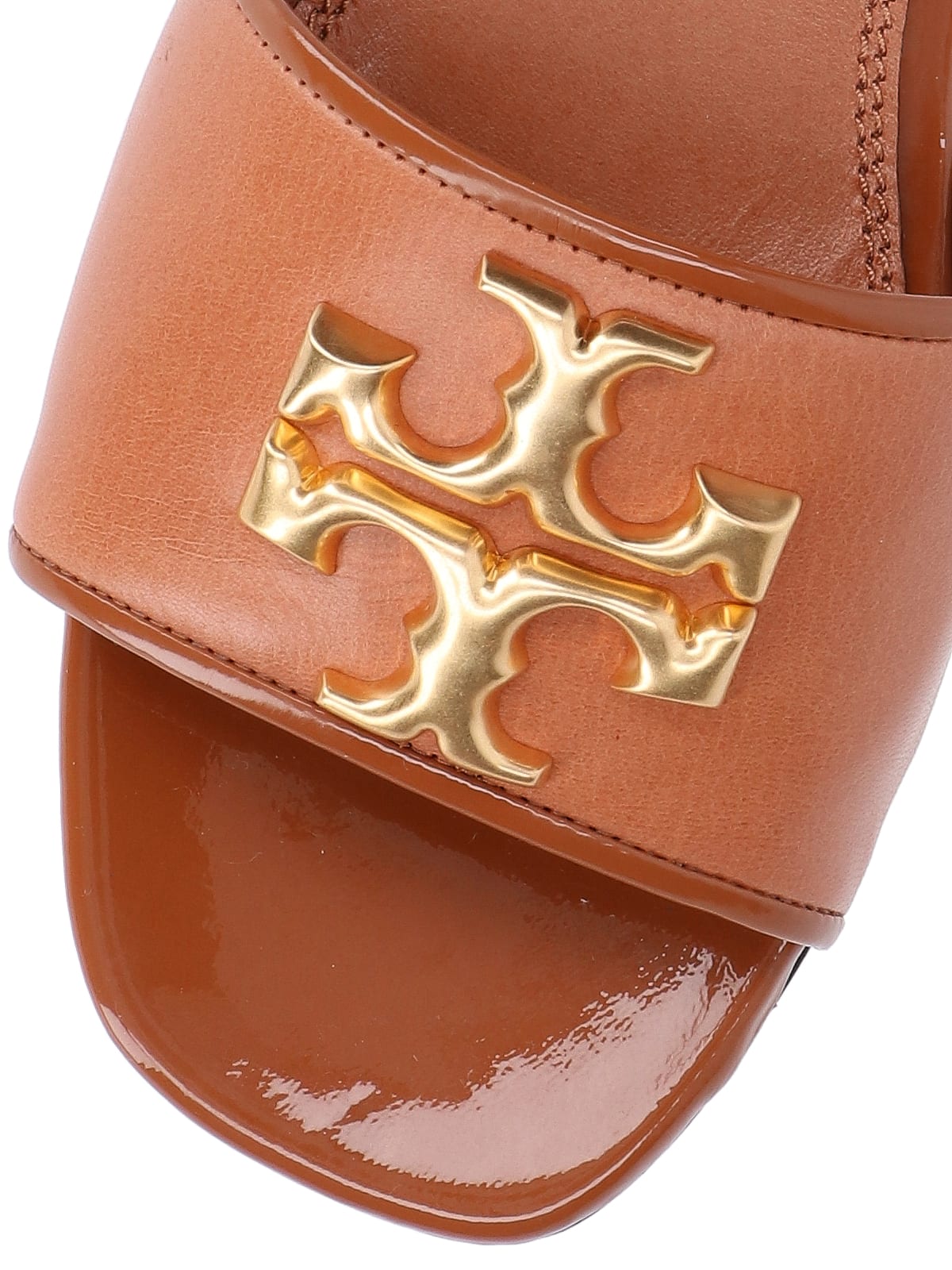 Shop Tory Burch Eleanor Slide Sandals In Brown