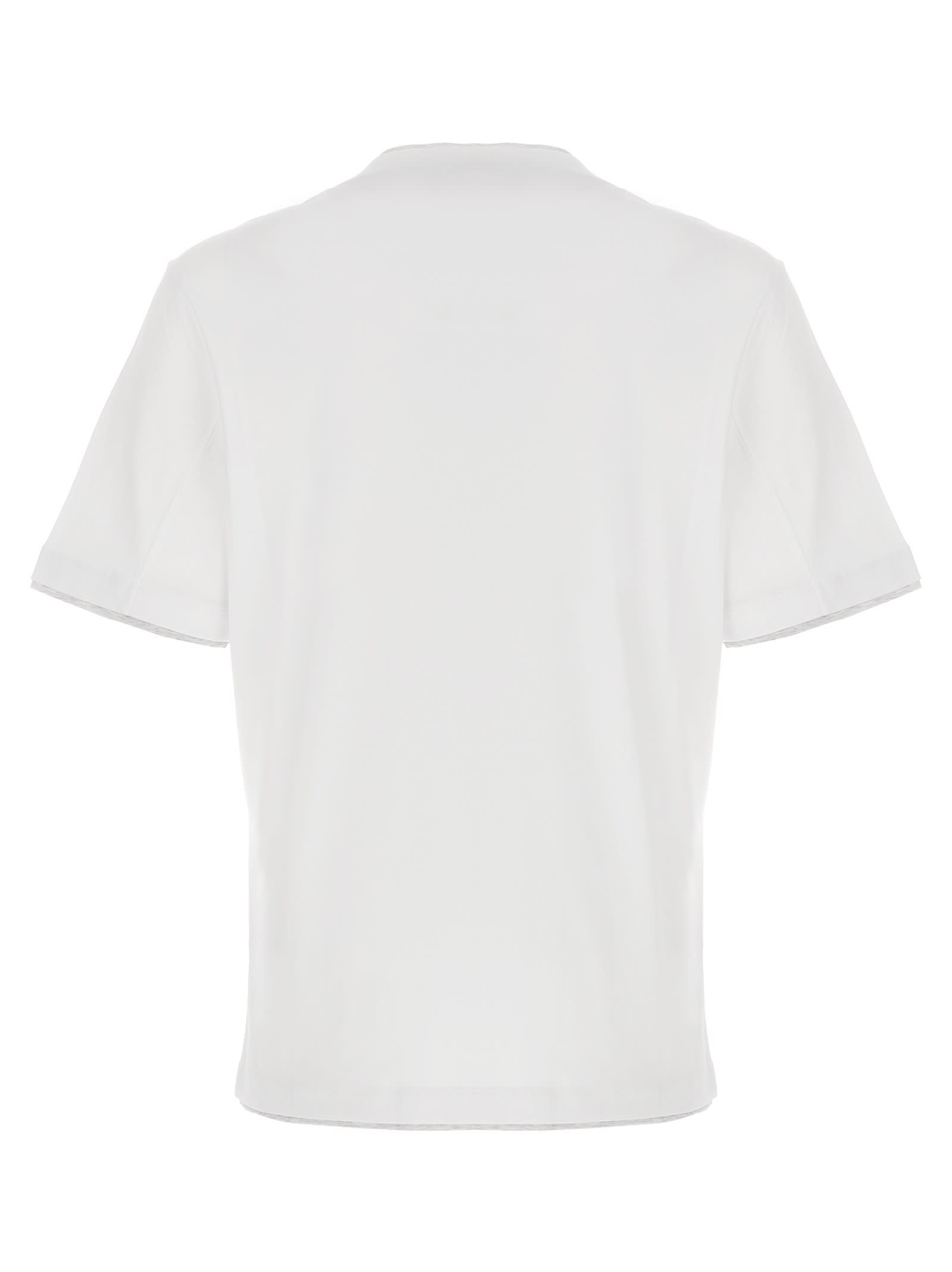 Shop Brunello Cucinelli Double Layer T-shirt In White