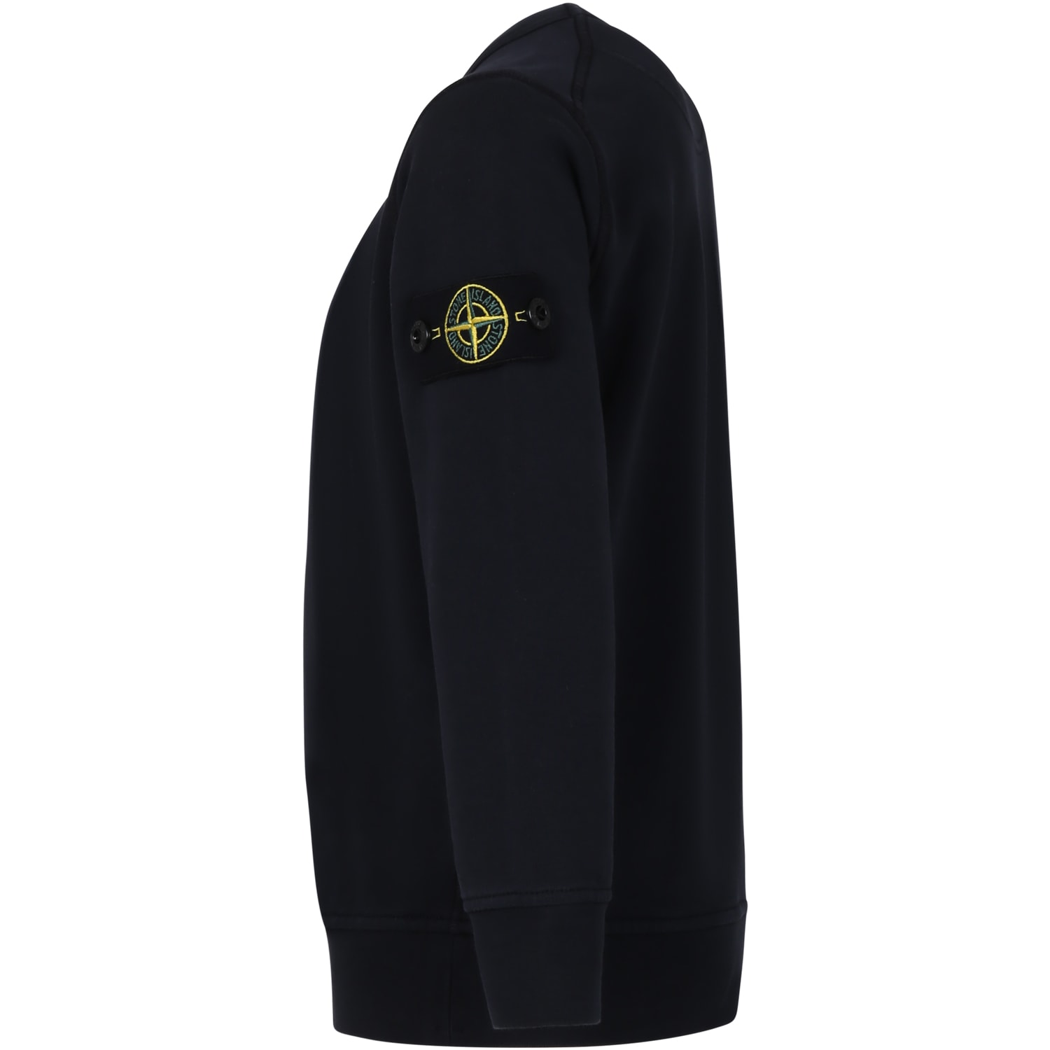 Shop Stone Island Junior Blue Sweatshirt For Boy With Iconic Logo