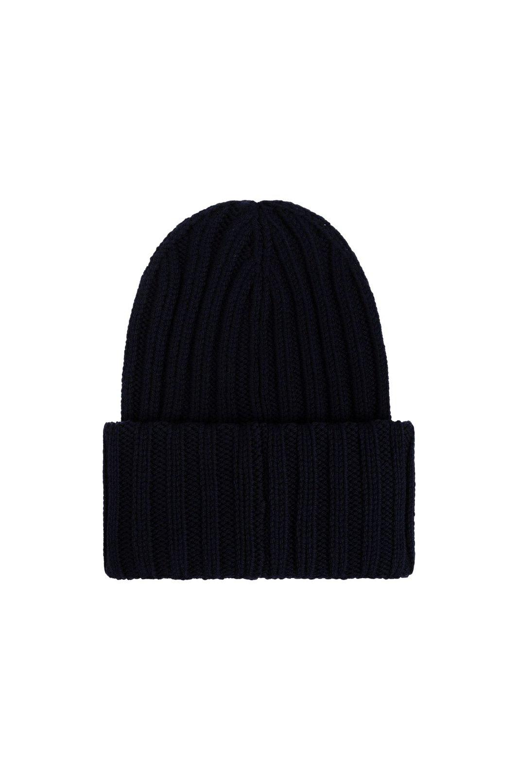 Shop Dsquared2 Logo Patch Knitted Beanie In Navy