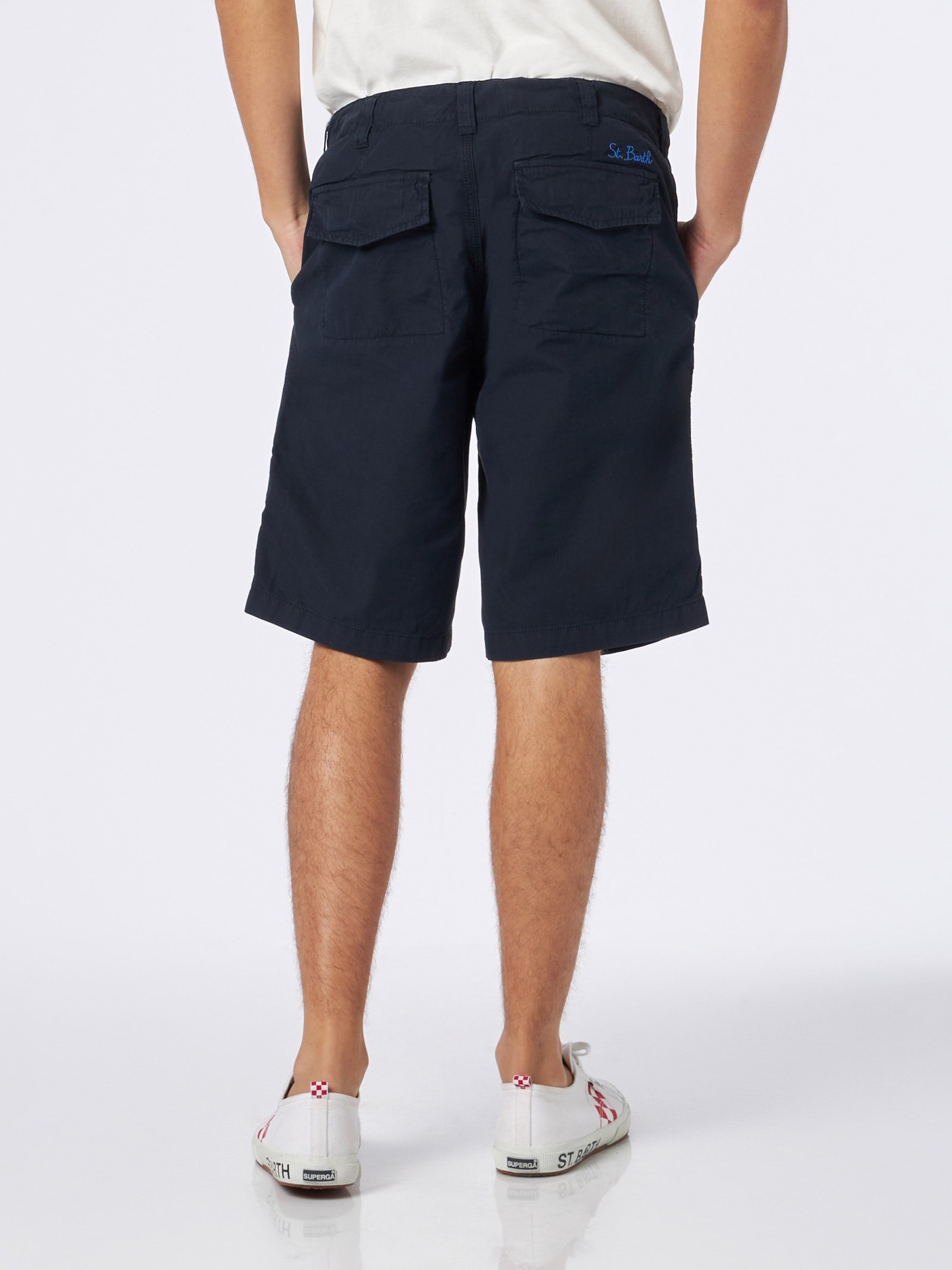Mc2 Saint Barth Man Blue Bermuda With Side Pockets In Blue