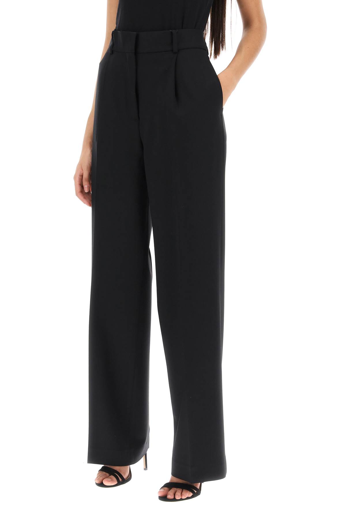 Shop Msgm Tailoring Pants With Wide Leg In Black