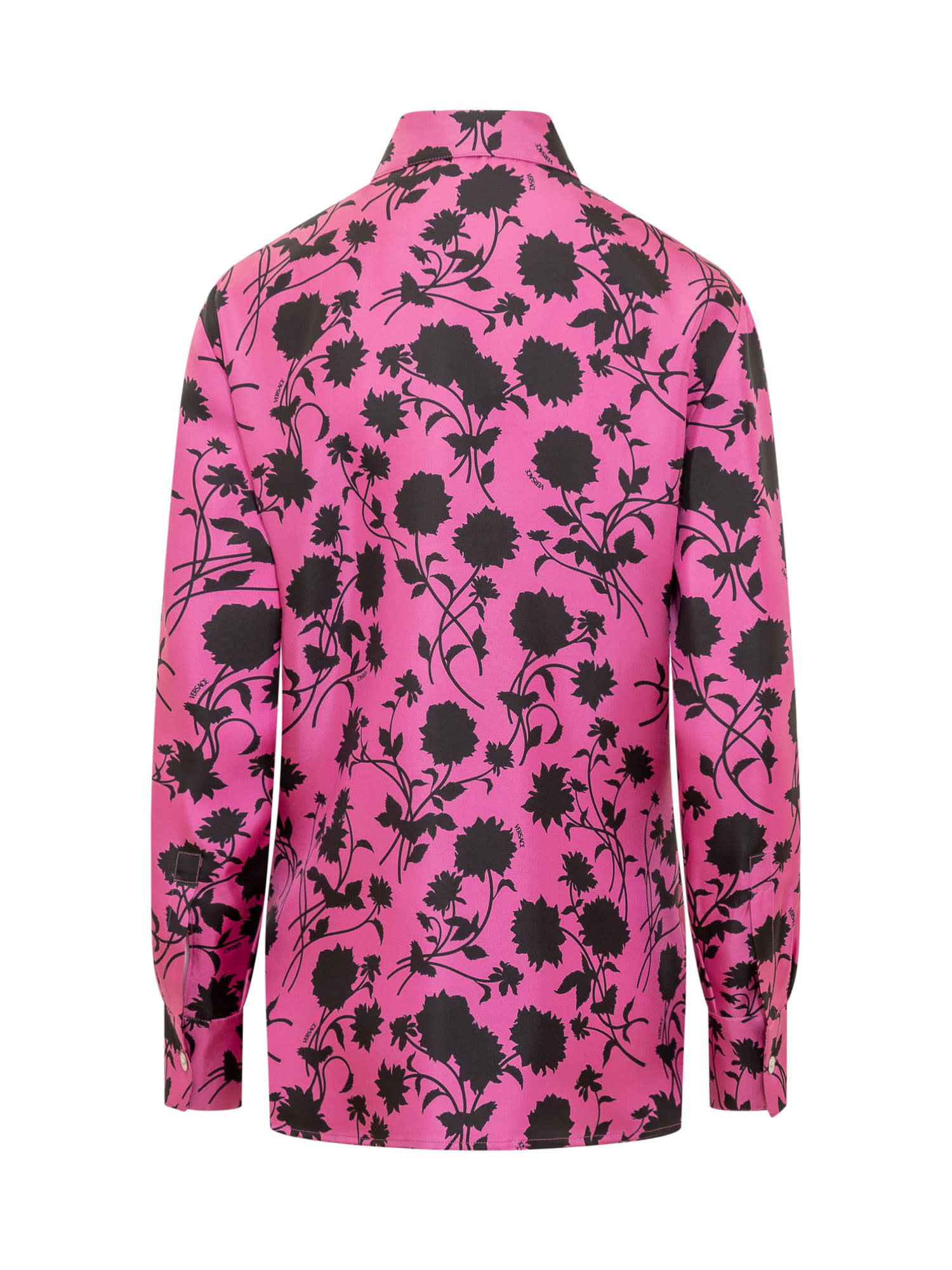 Shop Versace Floral Shirt In Fuchsia