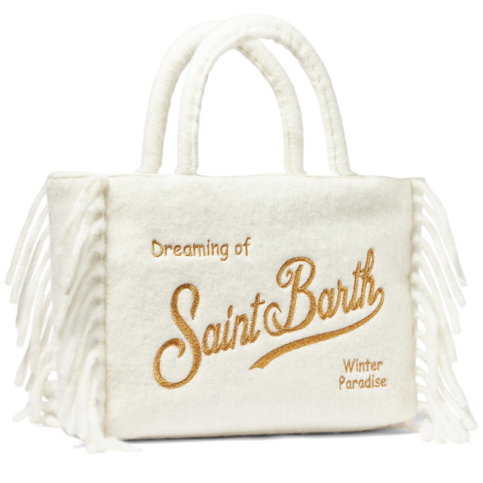 Shop Mc2 Saint Barth Vanity Blanket White Shoulder Bag With Fringes In Multicolor