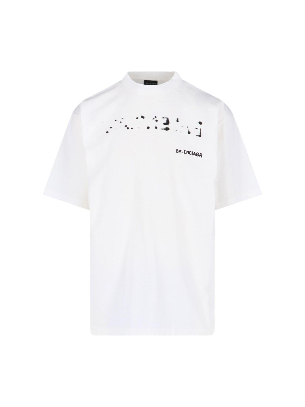 Shop Balenciaga Bleed Logo T-shirt In Off White Black