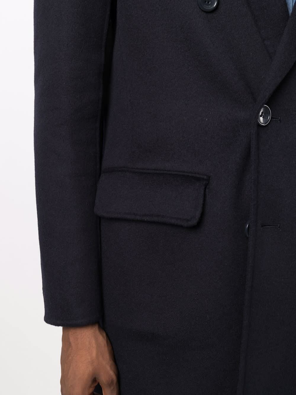 Paltò Wool Blend Double Breasted Coat In Blue