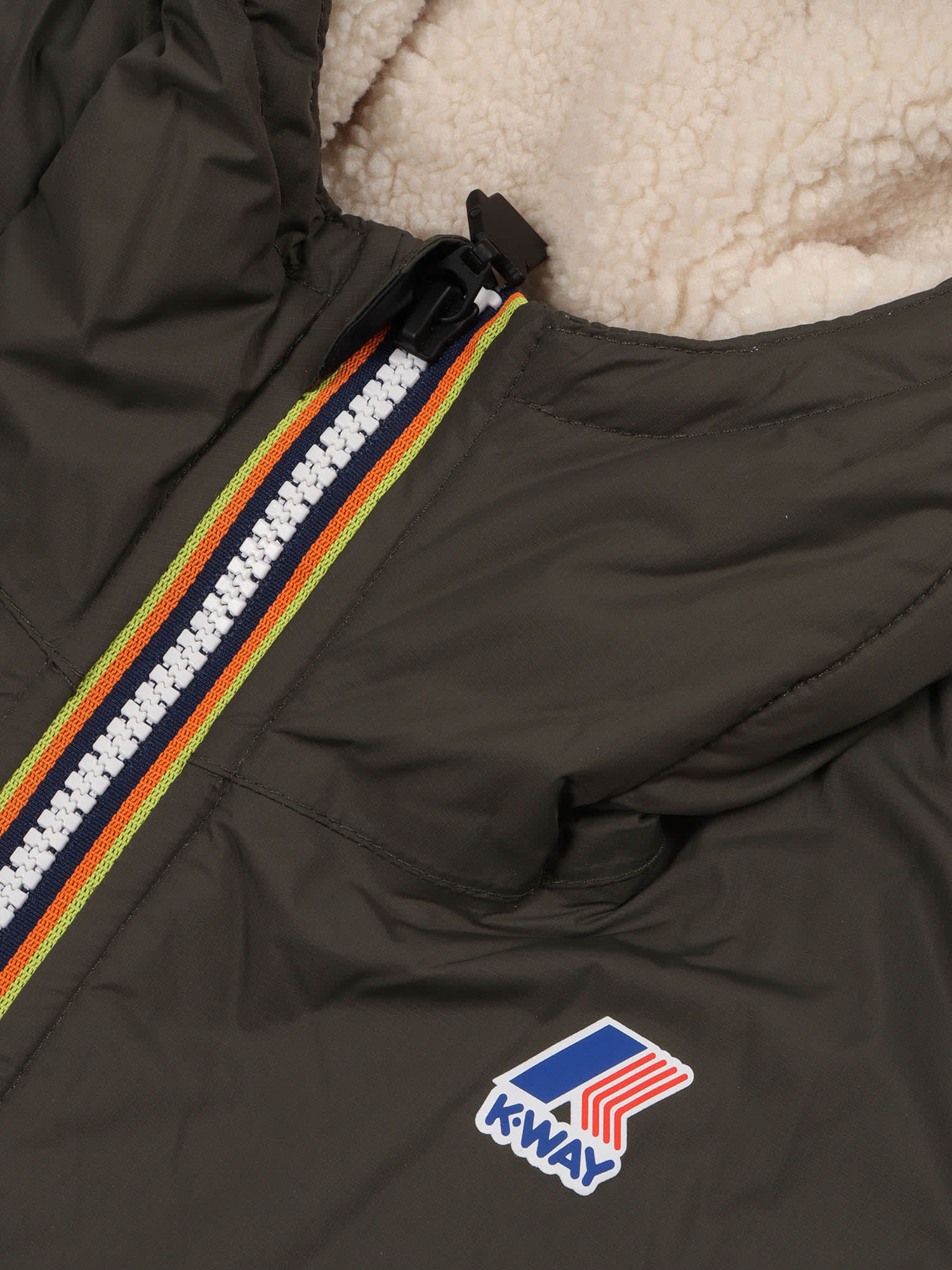 K-way P. Le Vrai 4.0 Eiffel Orsetto Down Jacket In Green