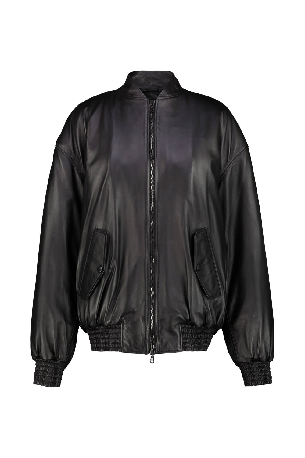 Shop Wardrobe.nyc Leather Bomber Jacket In Blk Black