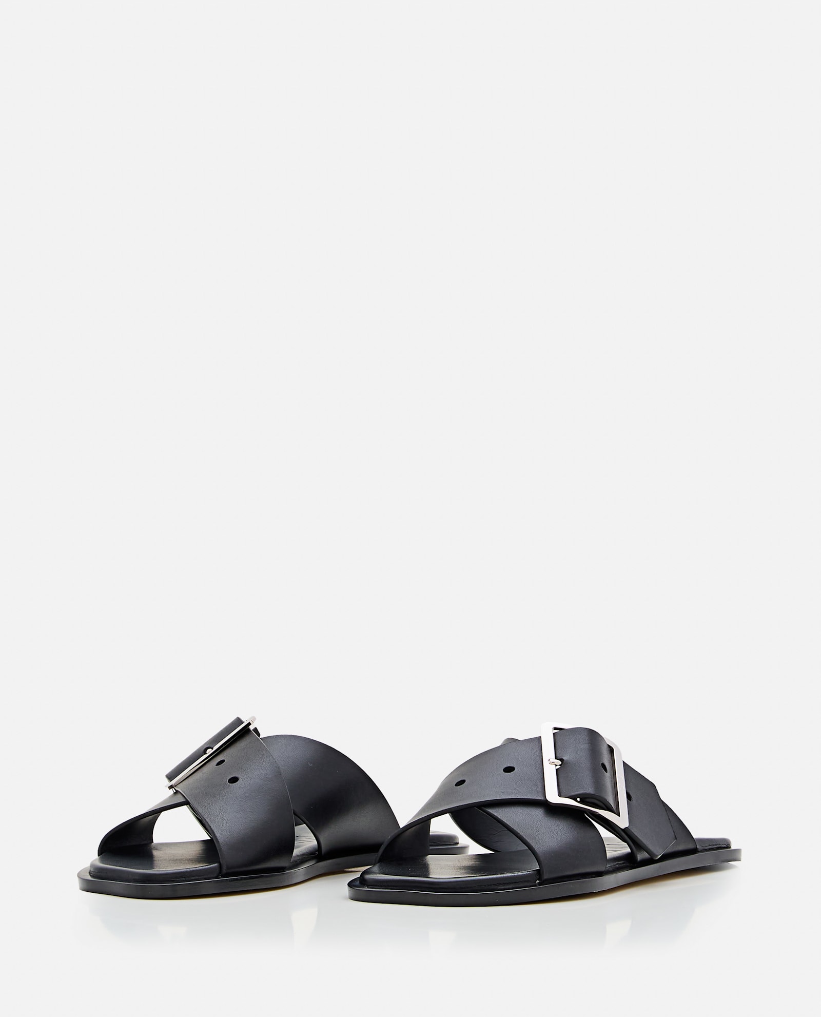Loewe Sandalo Piatto Petal Belt In Pelle Di Vitello Conciata Al Vegetale In Black
