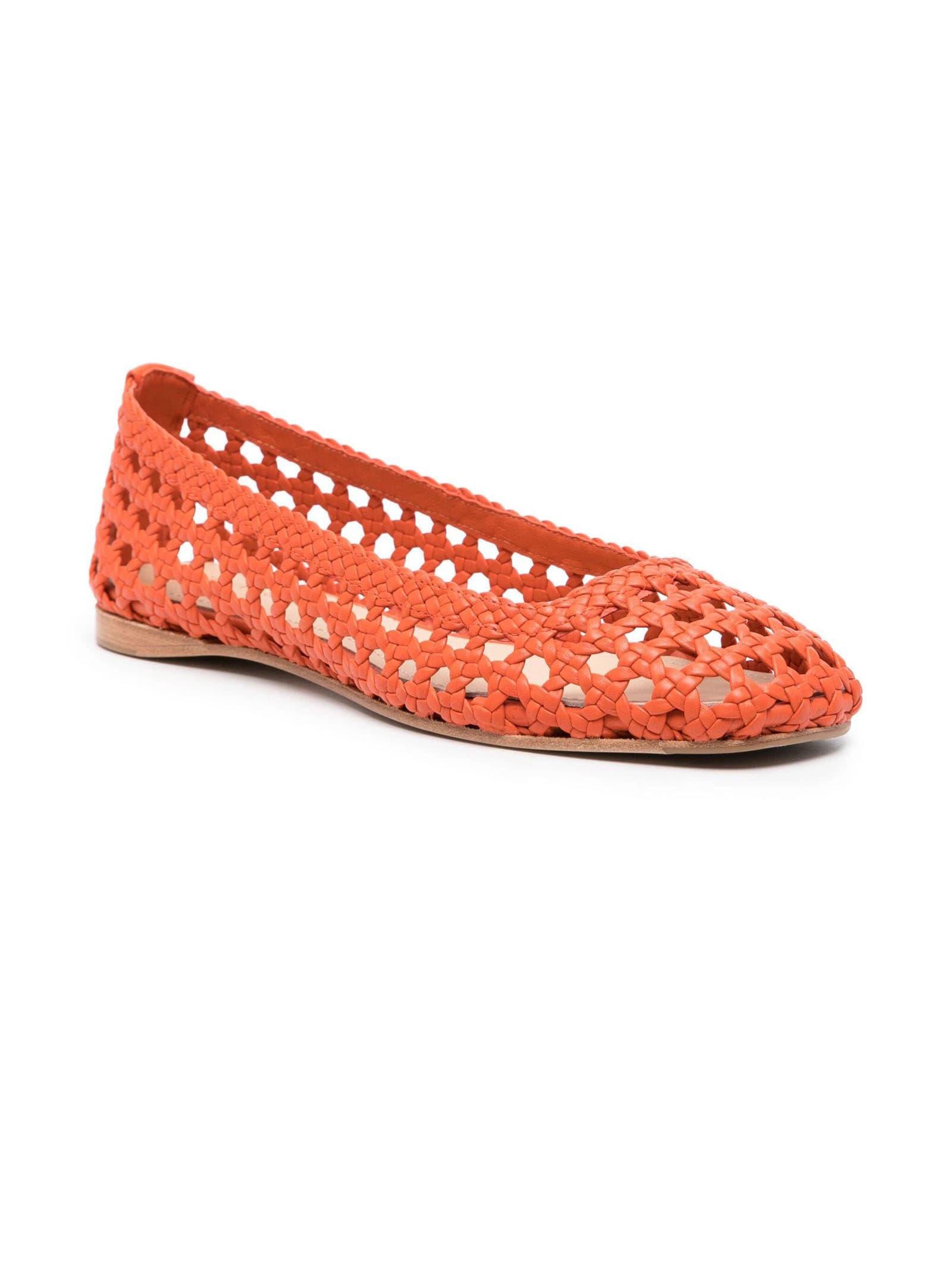 Shop Paloma Barceló Orange Calf Leather Ballerina Shoes