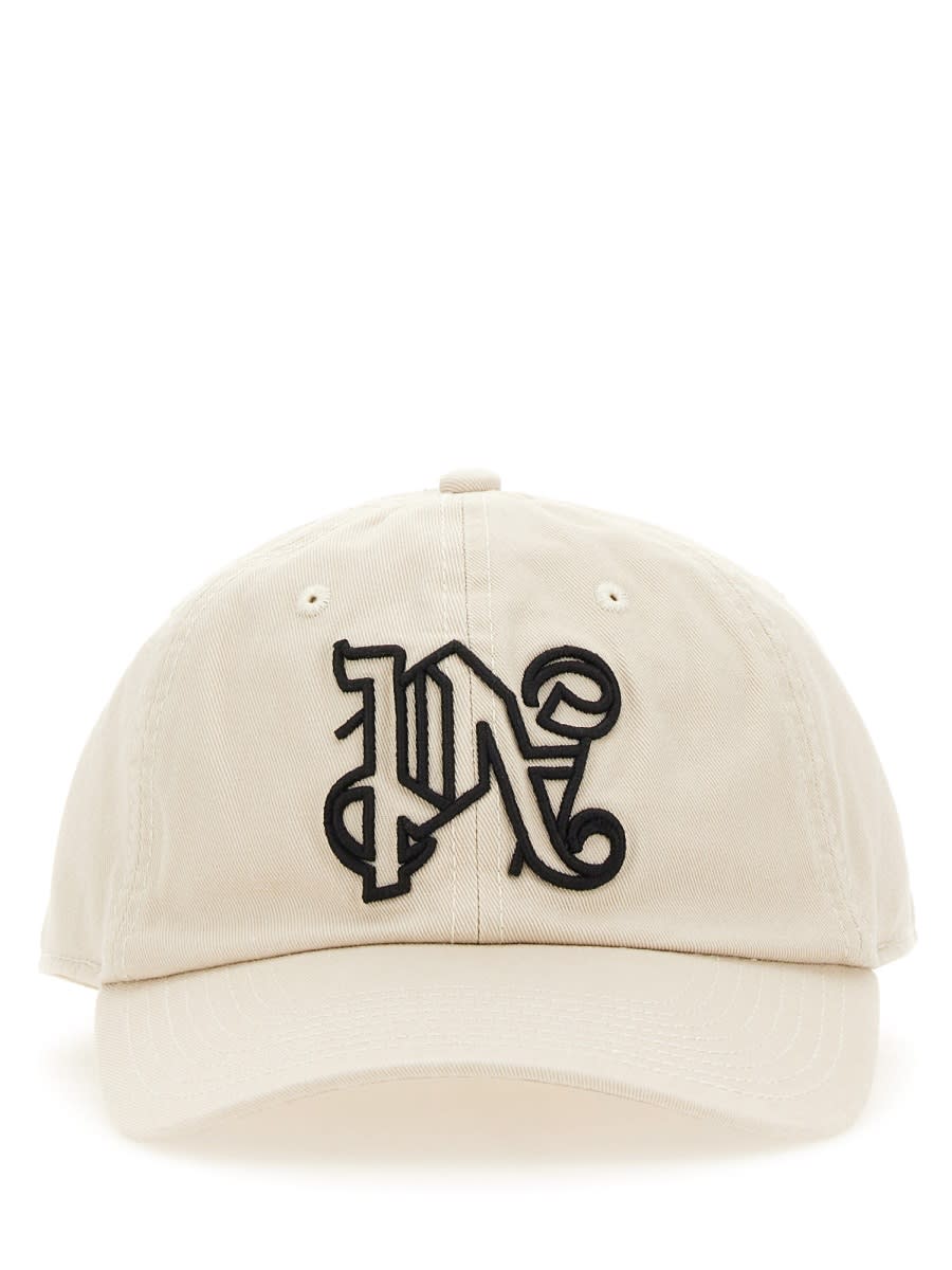 Shop Palm Angels Baseball Hat With Logo In Beige