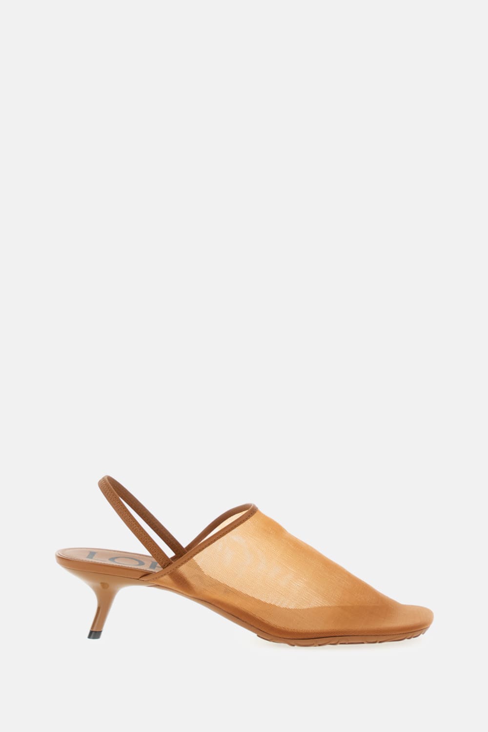 Loewe Kitten Heel Mesh Open Toe Pumps In Brown