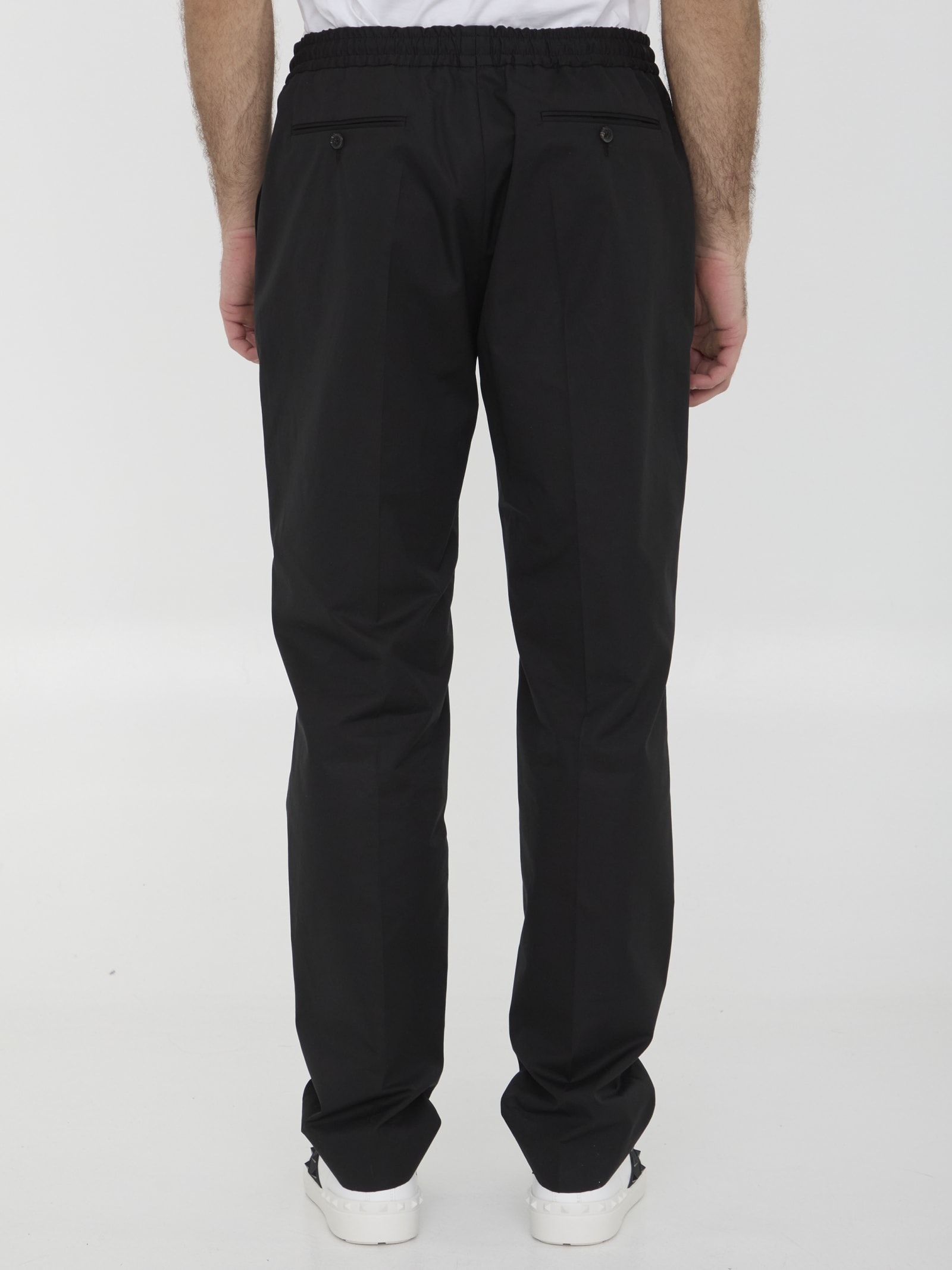 Shop Valentino Cotton Joggers In Black