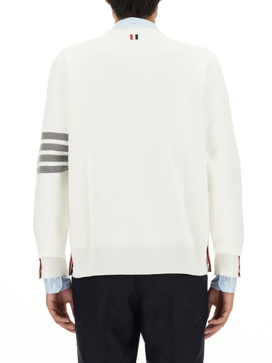 Shop Thom Browne V-neck Cardigan In White