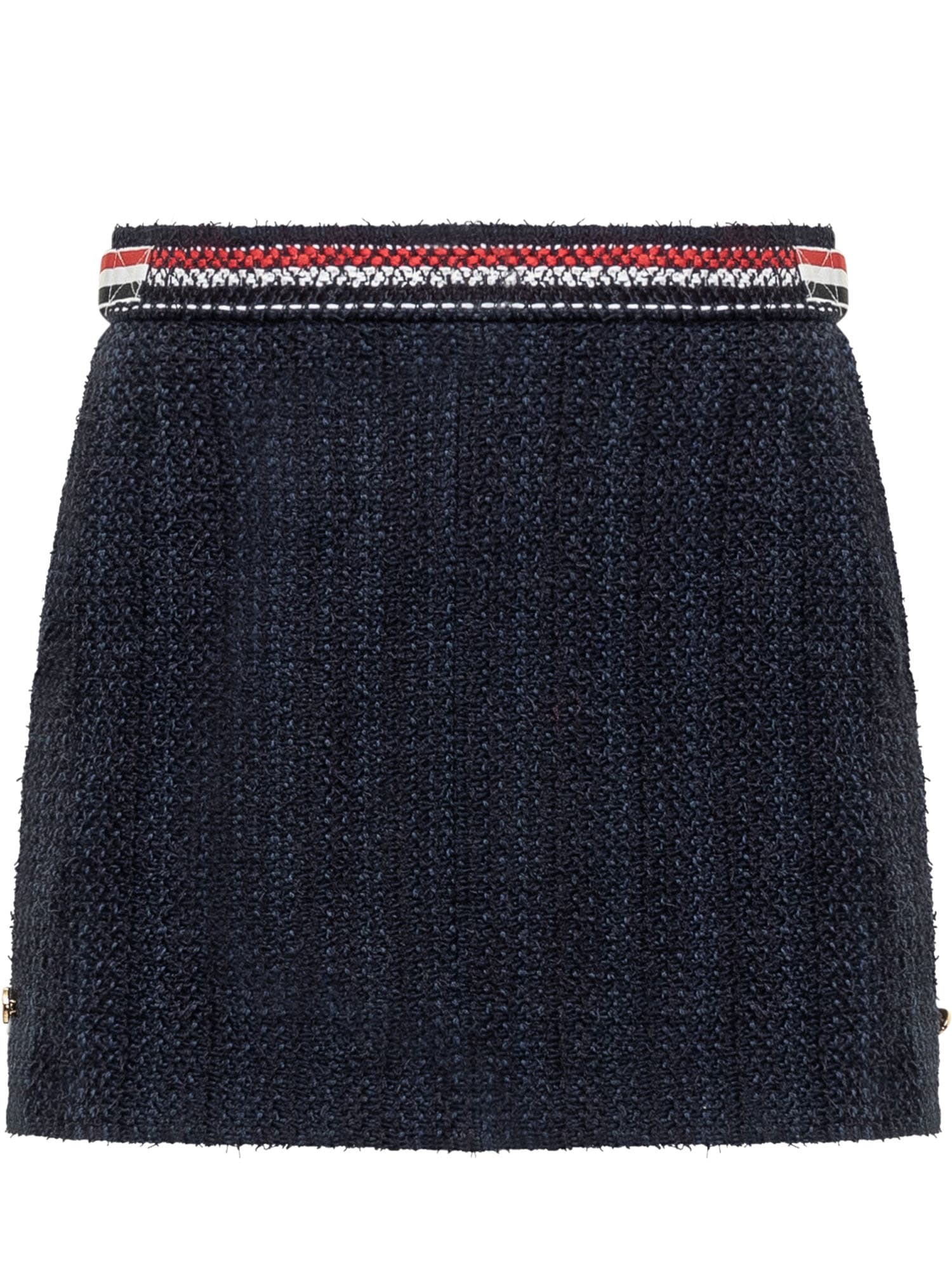 Shop Thom Browne Rwb Tweed Skirt In Navy