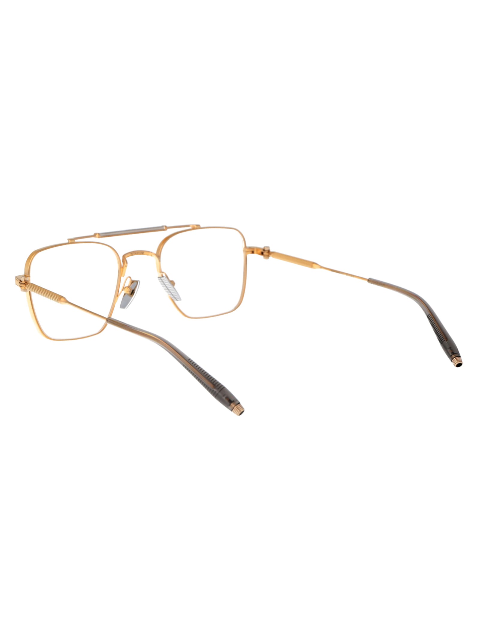 Shop Akoni Europa Glasses In Brushed Gold And Silver- Grey Crystal