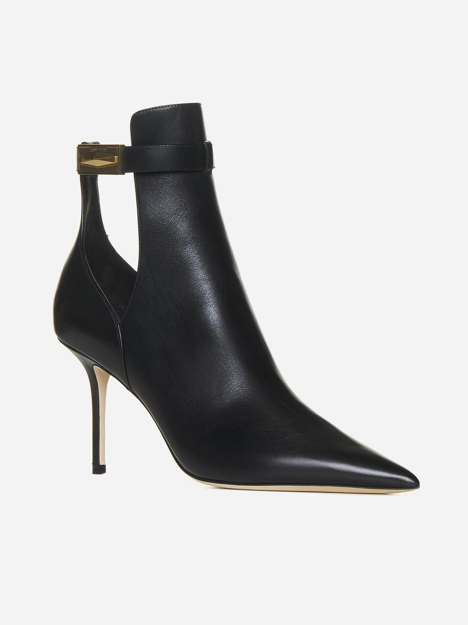 Shop Jimmy Choo Nell Ab Leather Ankle Boots In Black