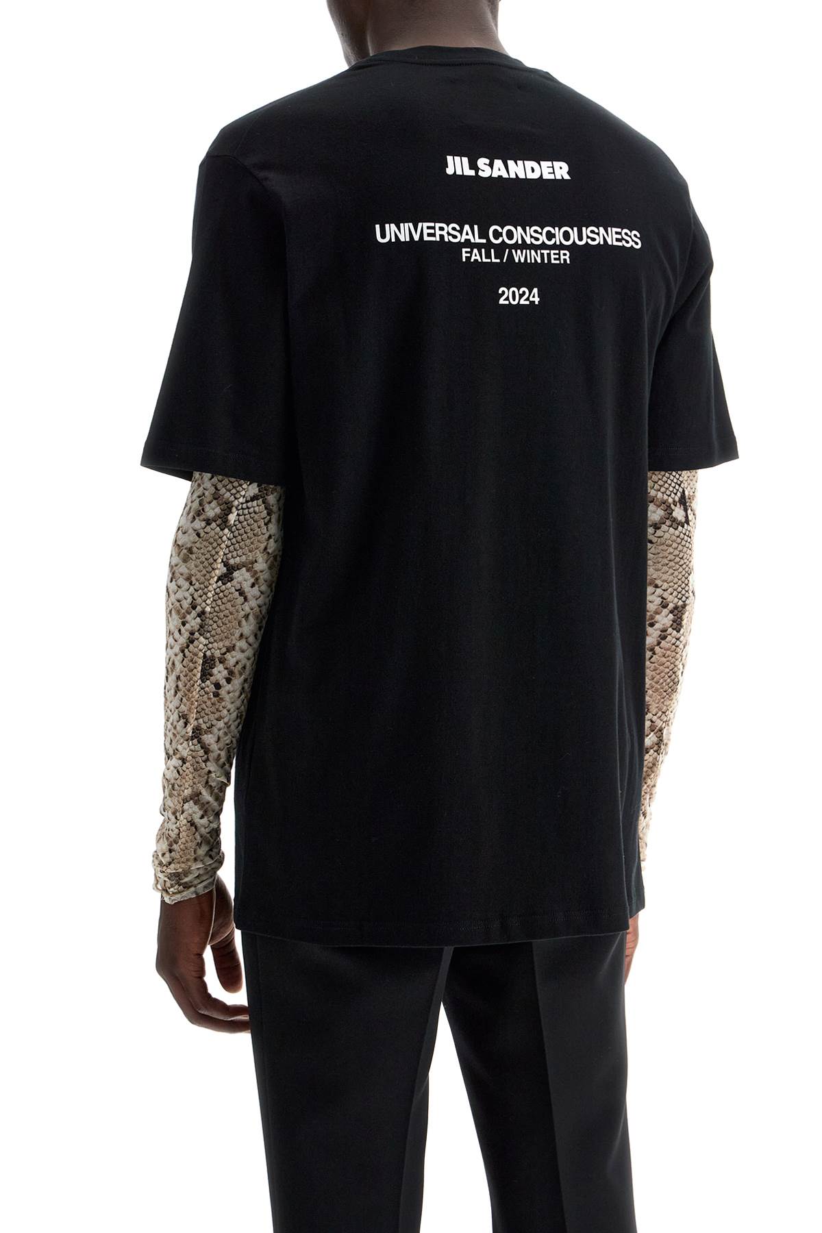 Shop Jil Sander Loose T-shirt With Lettering In Nero