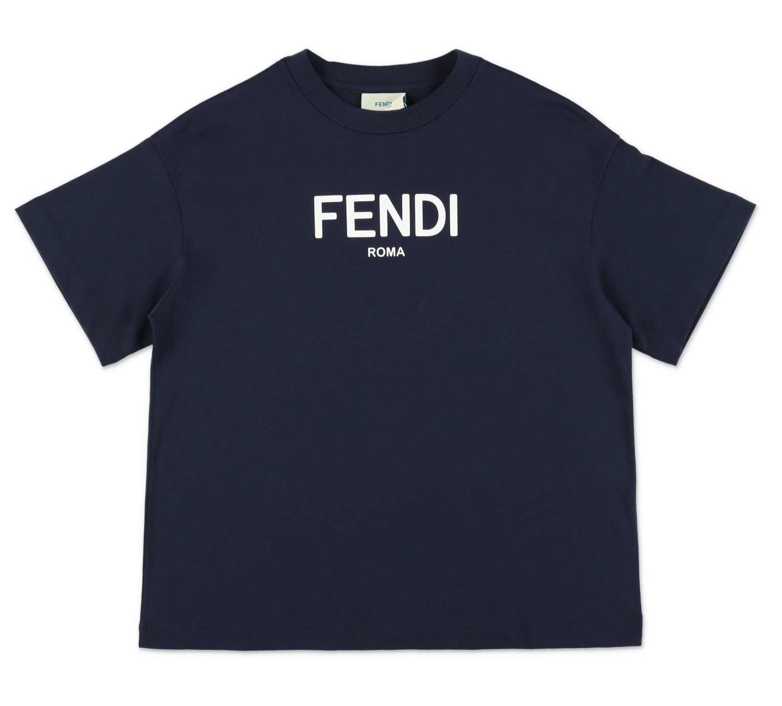 Fendi T-shirt Blu Navy In Jersey Di Cotone Bambino