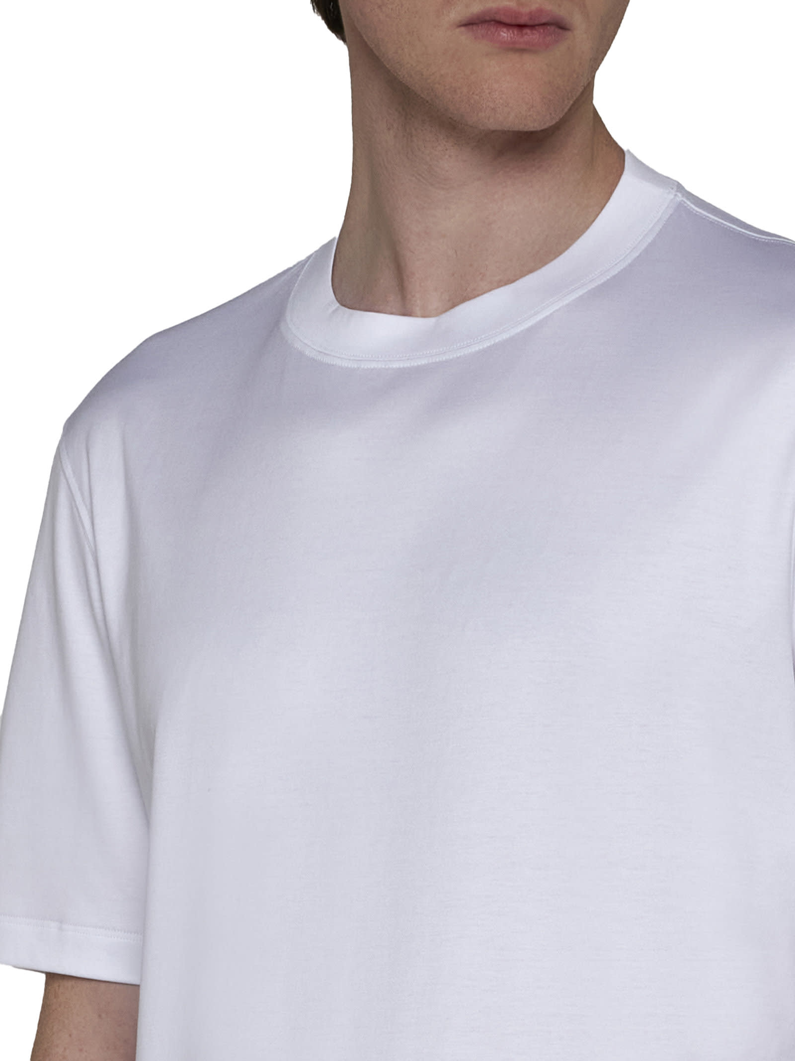 Brunello Cucinelli Cotton Jersey Crew Neck T-shirt With Faux-layering Clothing In Bianco