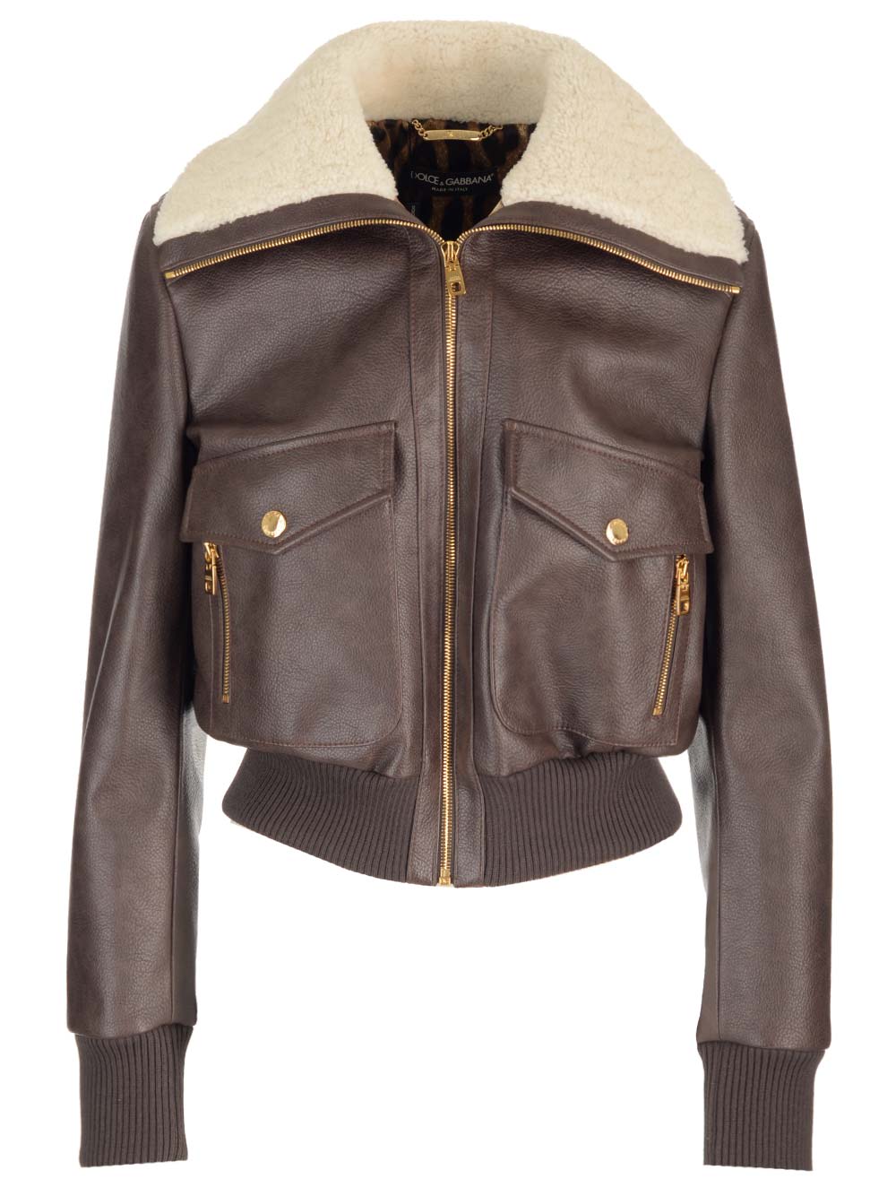 Dolce & Gabbana Short Sheepskin Jacket In Multicolor