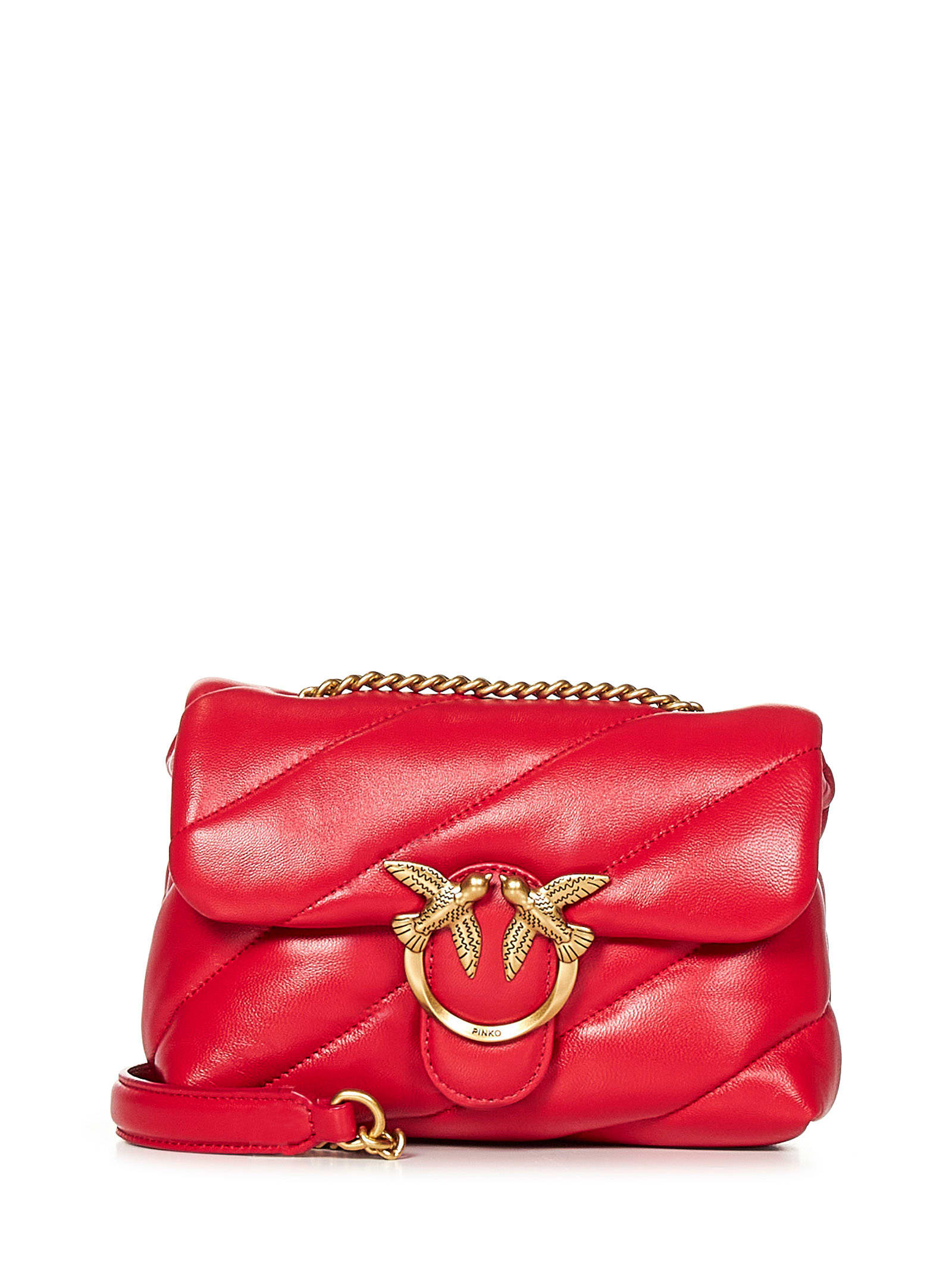 Shop Pinko Mini Love Bag Puff Shoulder Bag In Red