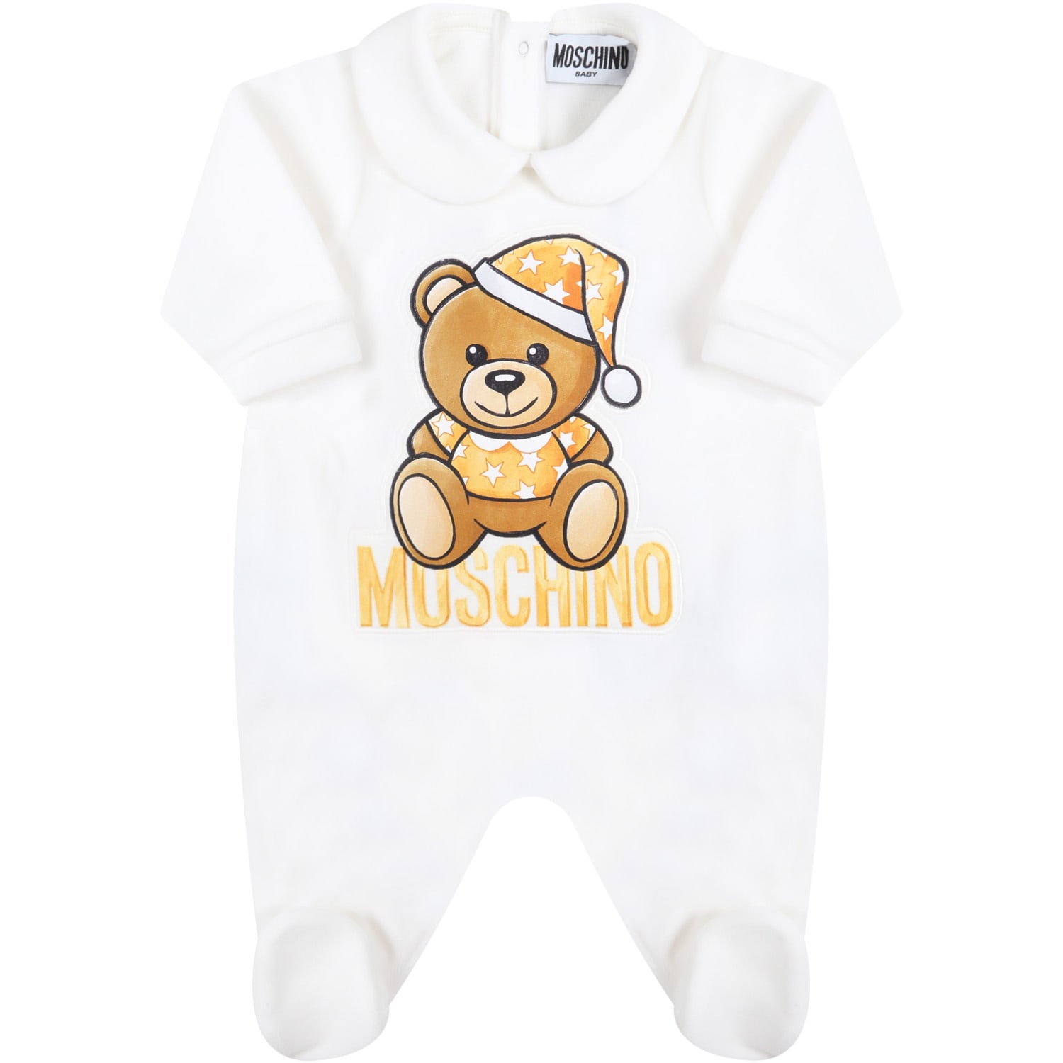Moschino White Babygrow For Baby Kids With Teddy Bear