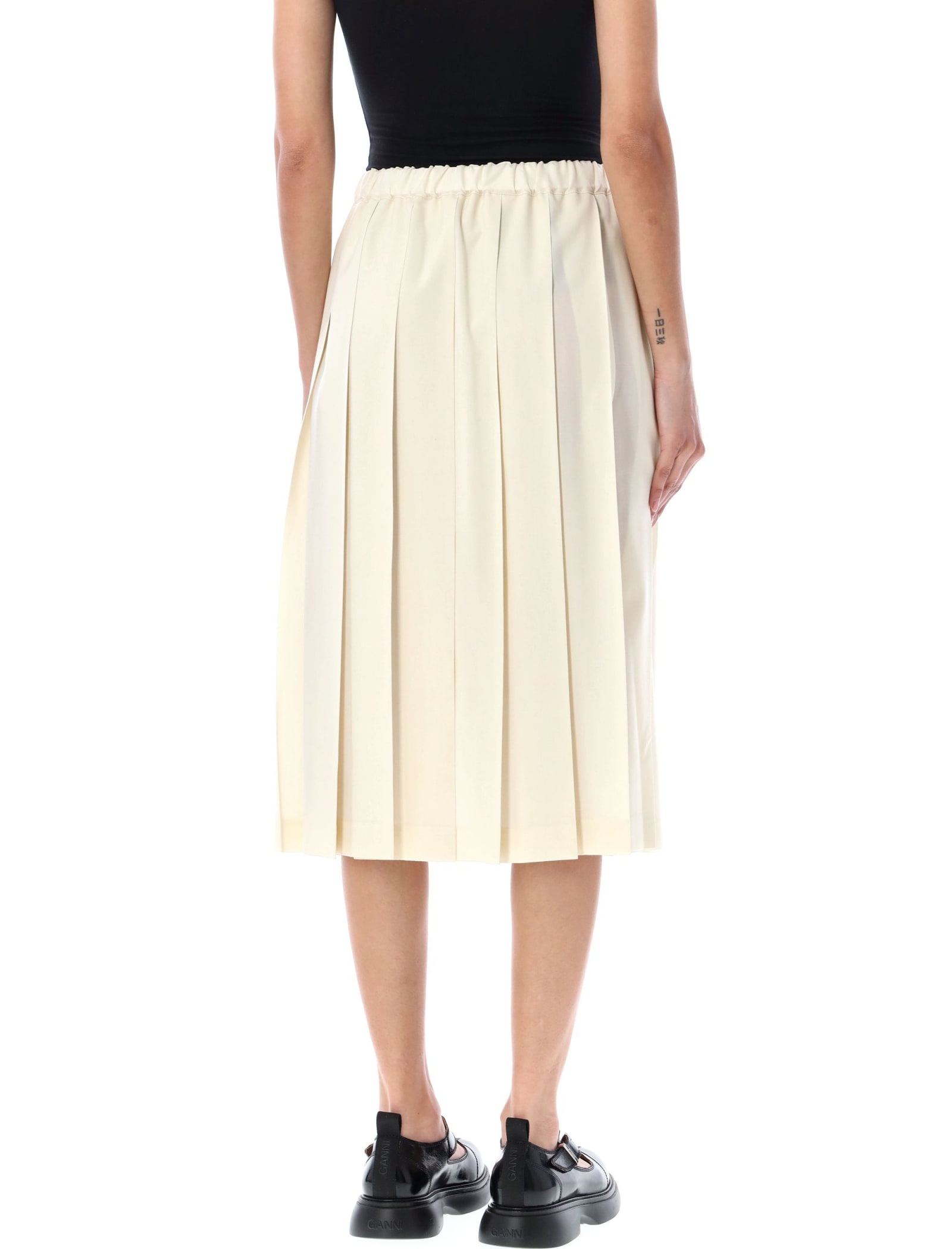 Shop Comme Des Garcons Girl Pleated Midi Skirt In Off White