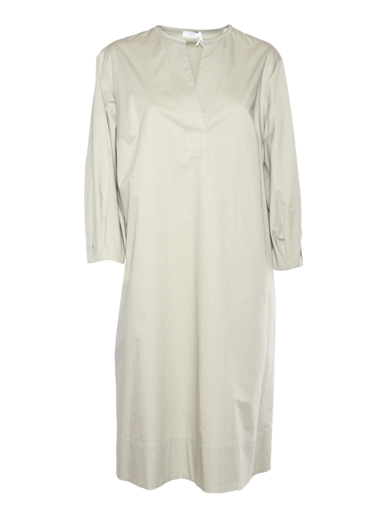 Peserico Relaxed Silhouette Dress With Subtle V-neckline In Neutral