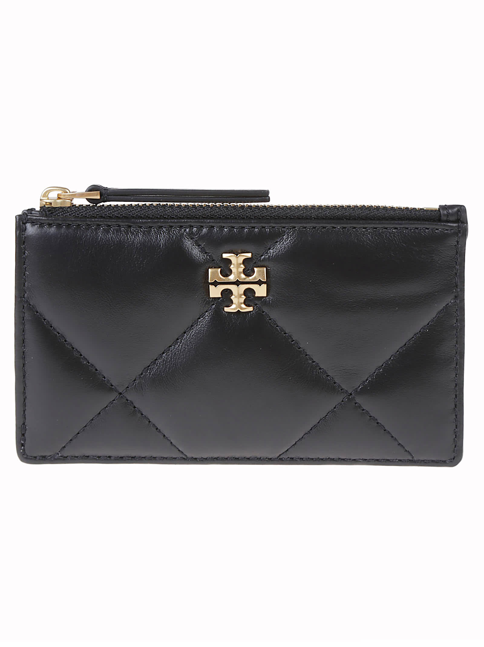 Tory Burch Kira Diamond Zip Card Case In Black