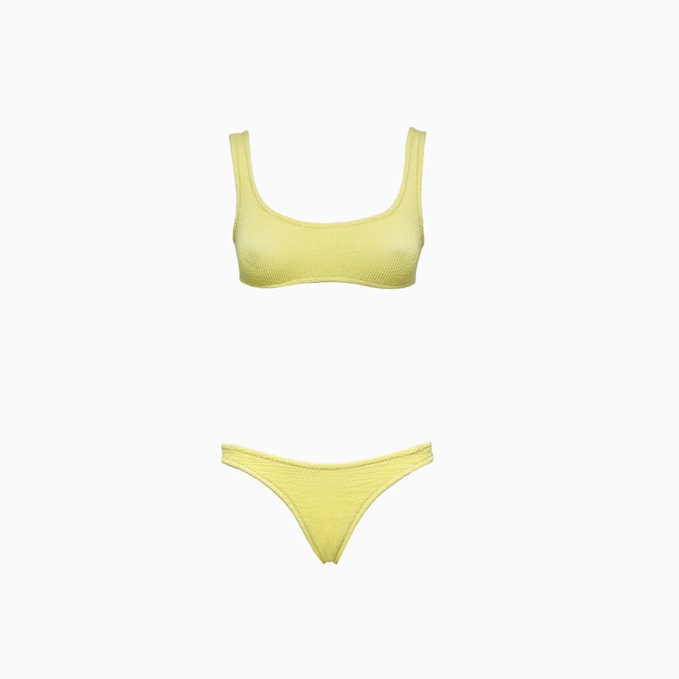 Reina Olga Ginny Textured Bikini Set In Yellow