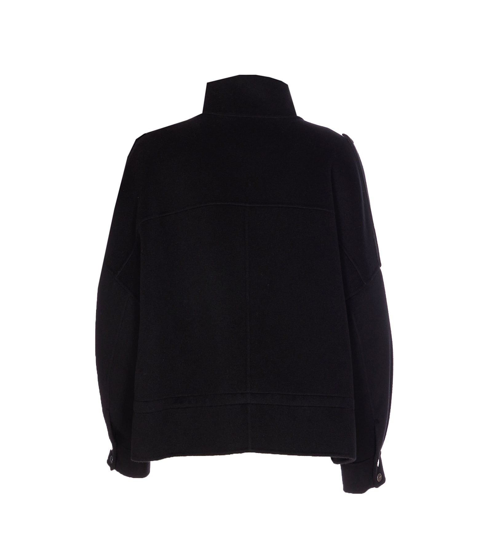 Pinko 'crostino' Black Jacket With Collar With Buttons And Front Pockets In Wool Blend Woman In Black