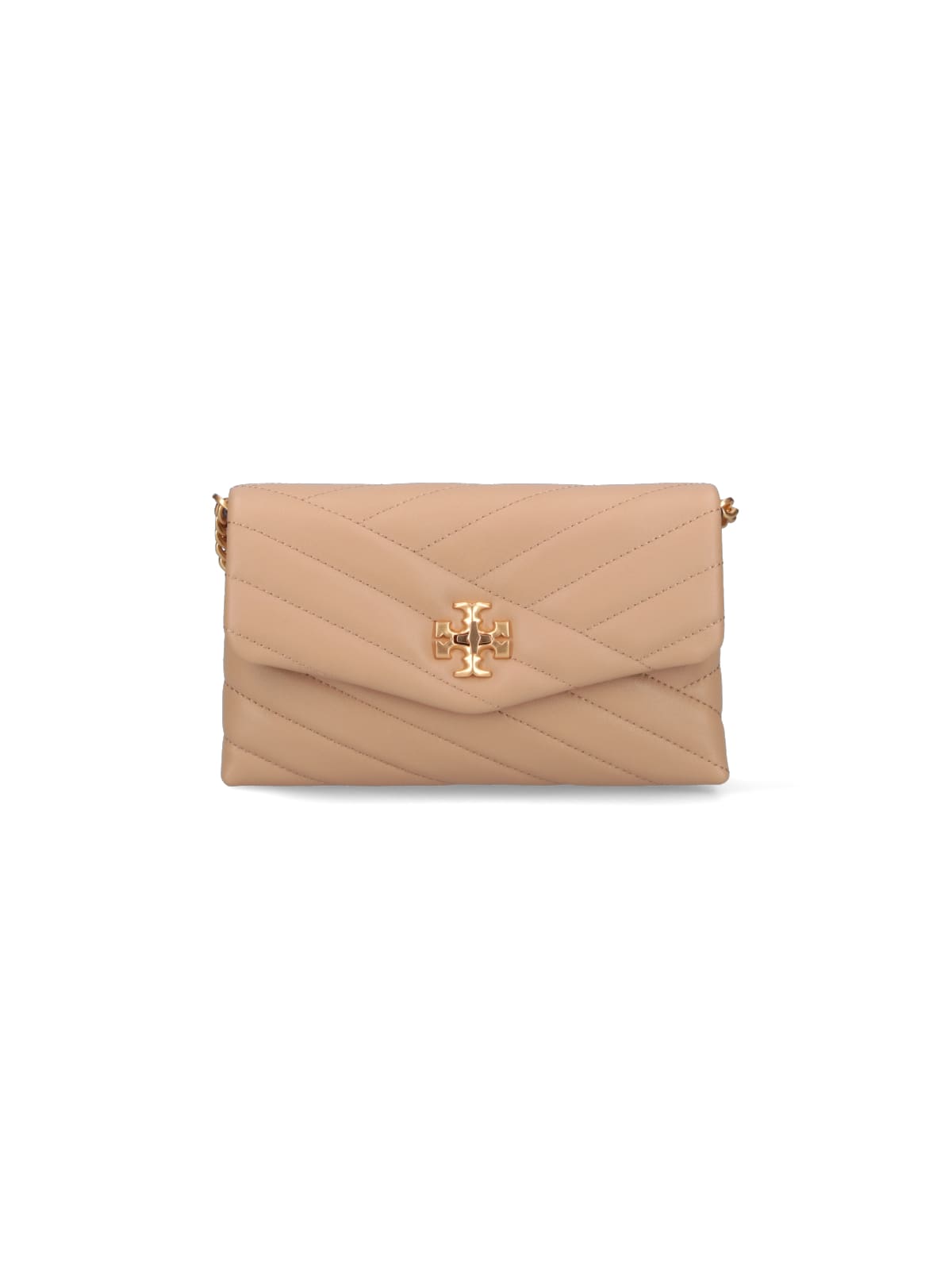 Shop Tory Burch Kira Chain Wallet In Beige