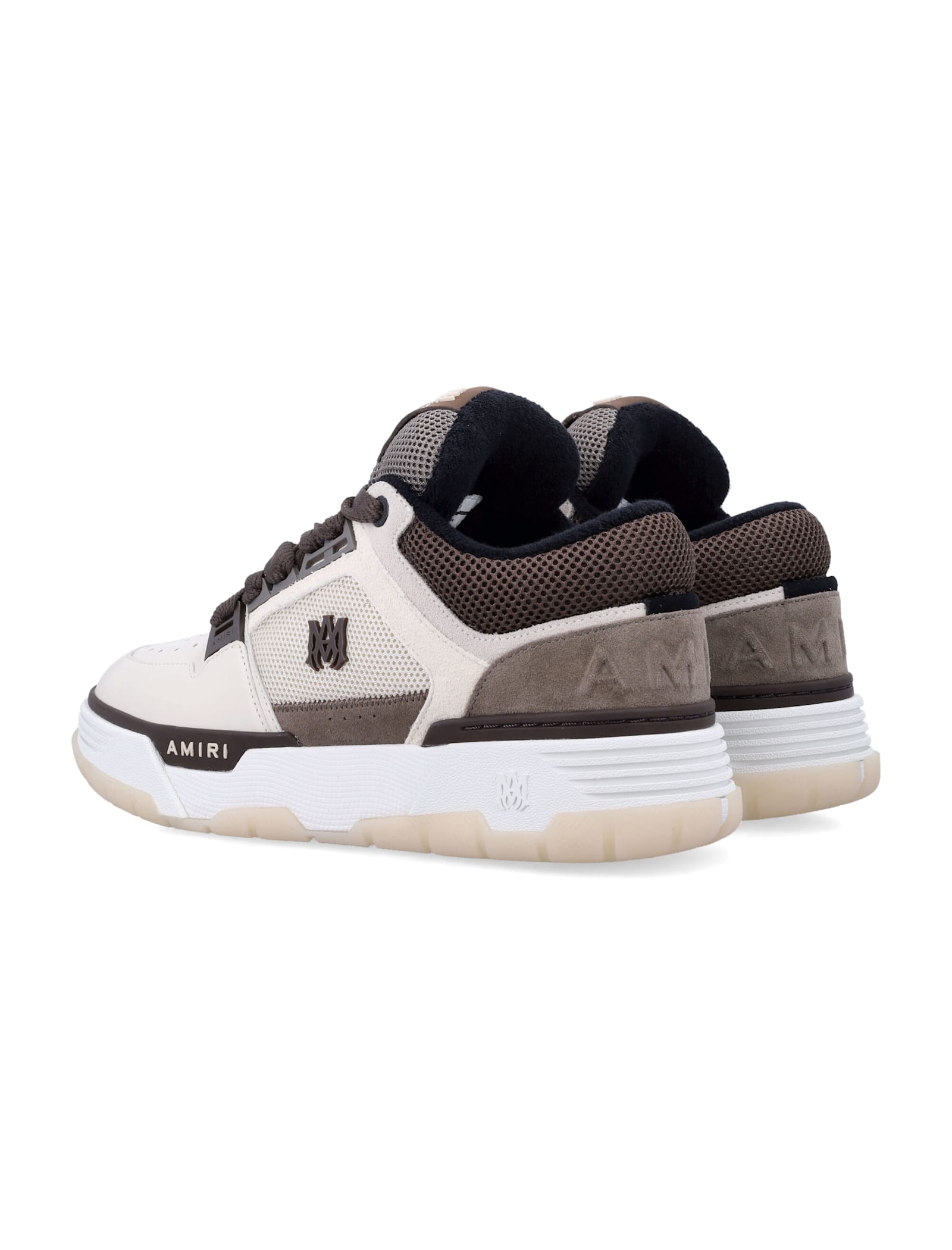 Amiri Brown Low Top Sneakers With Logo Detail On The Side And Mesh Panels In Red