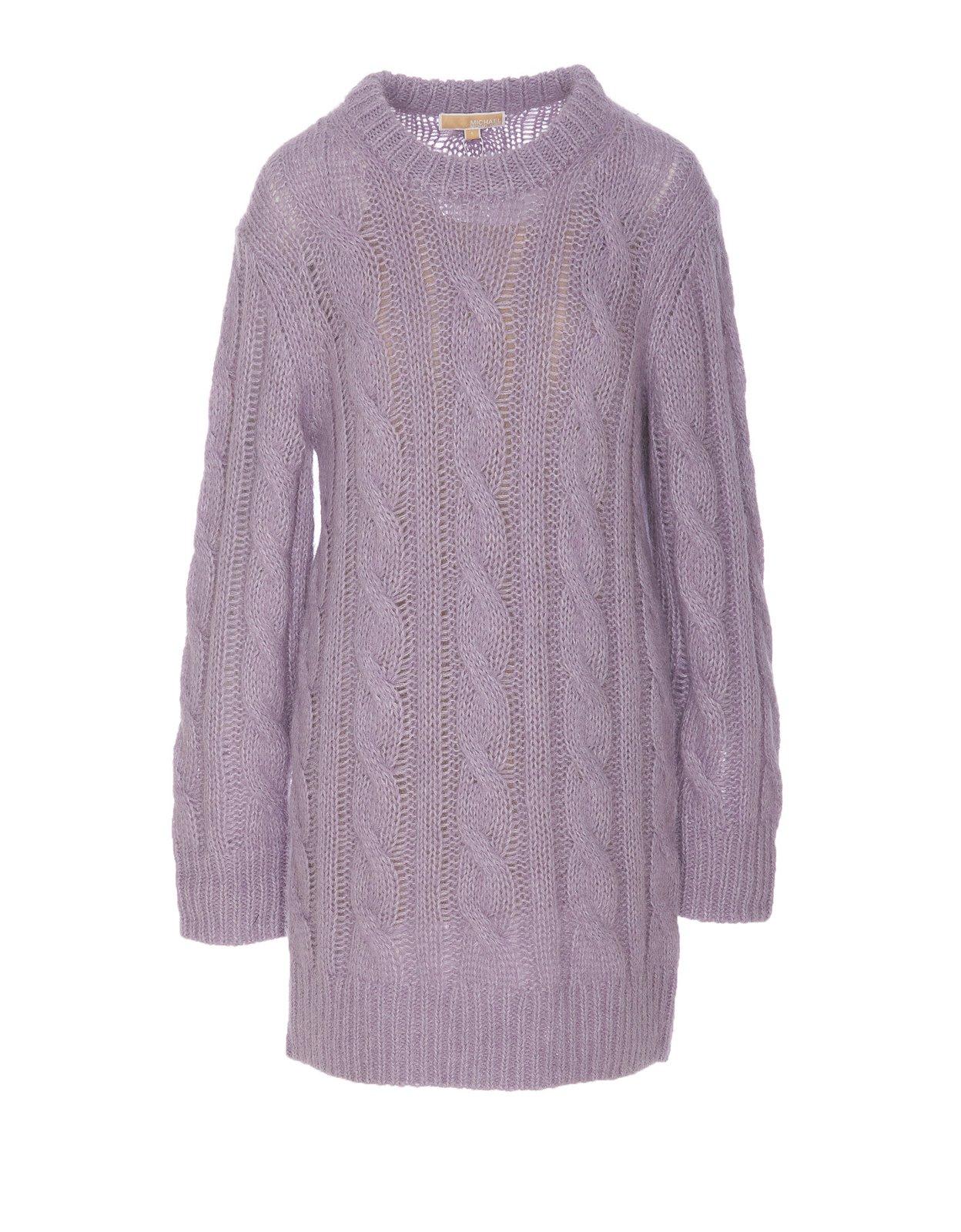 Shop Michael Kors Cable Knit Dress In Purple