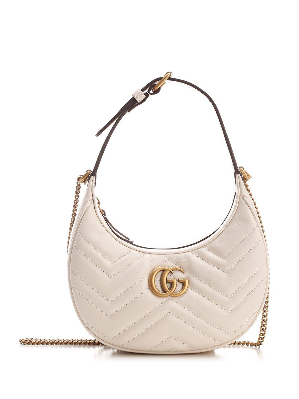 Gucci Gg Marmont Half-moon-shaped Mini Bag In White