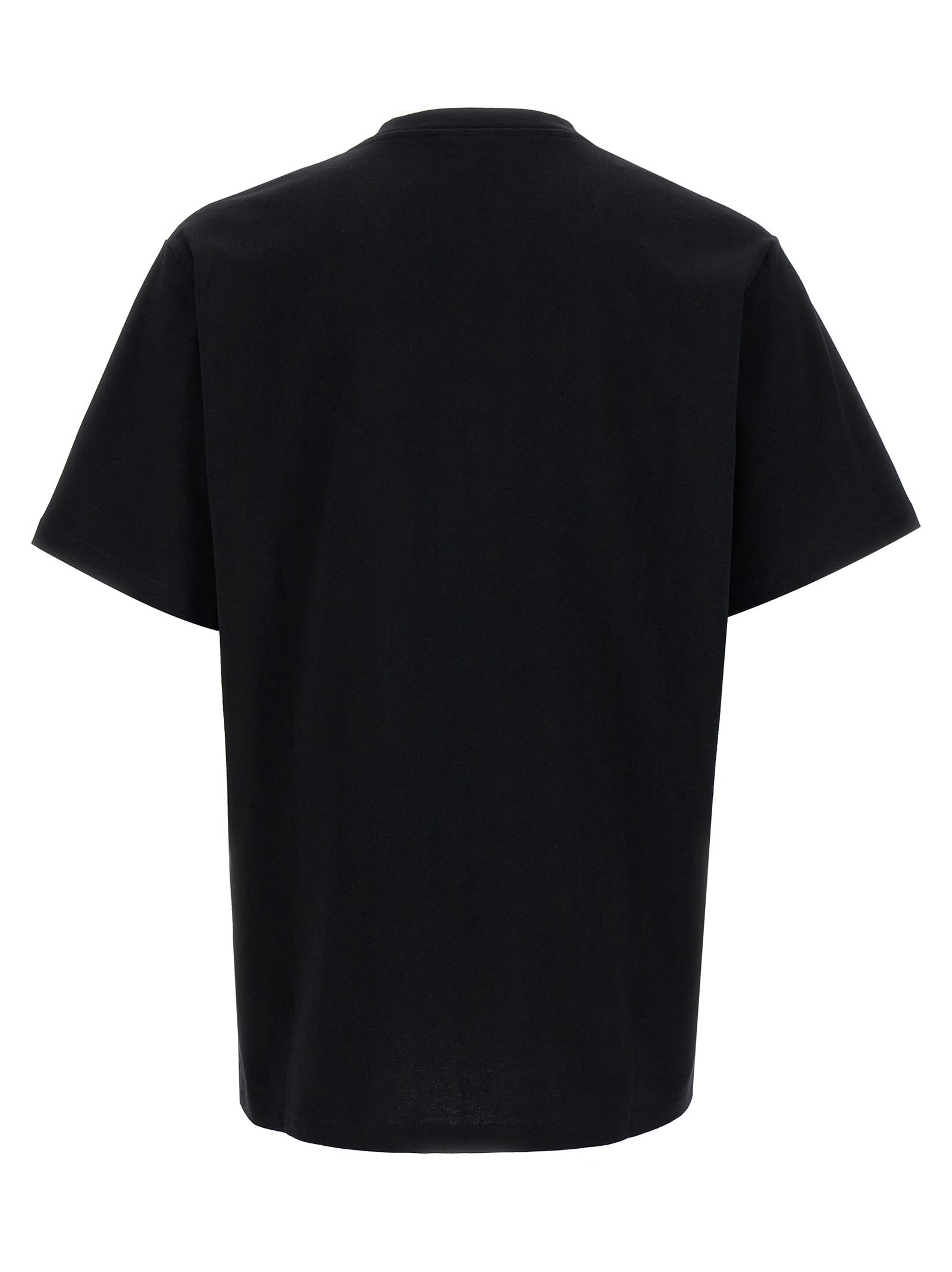 Jw Anderson Black Crewneck T-shirt With Anchor Embroidery On The Front In Cotton Man In Black