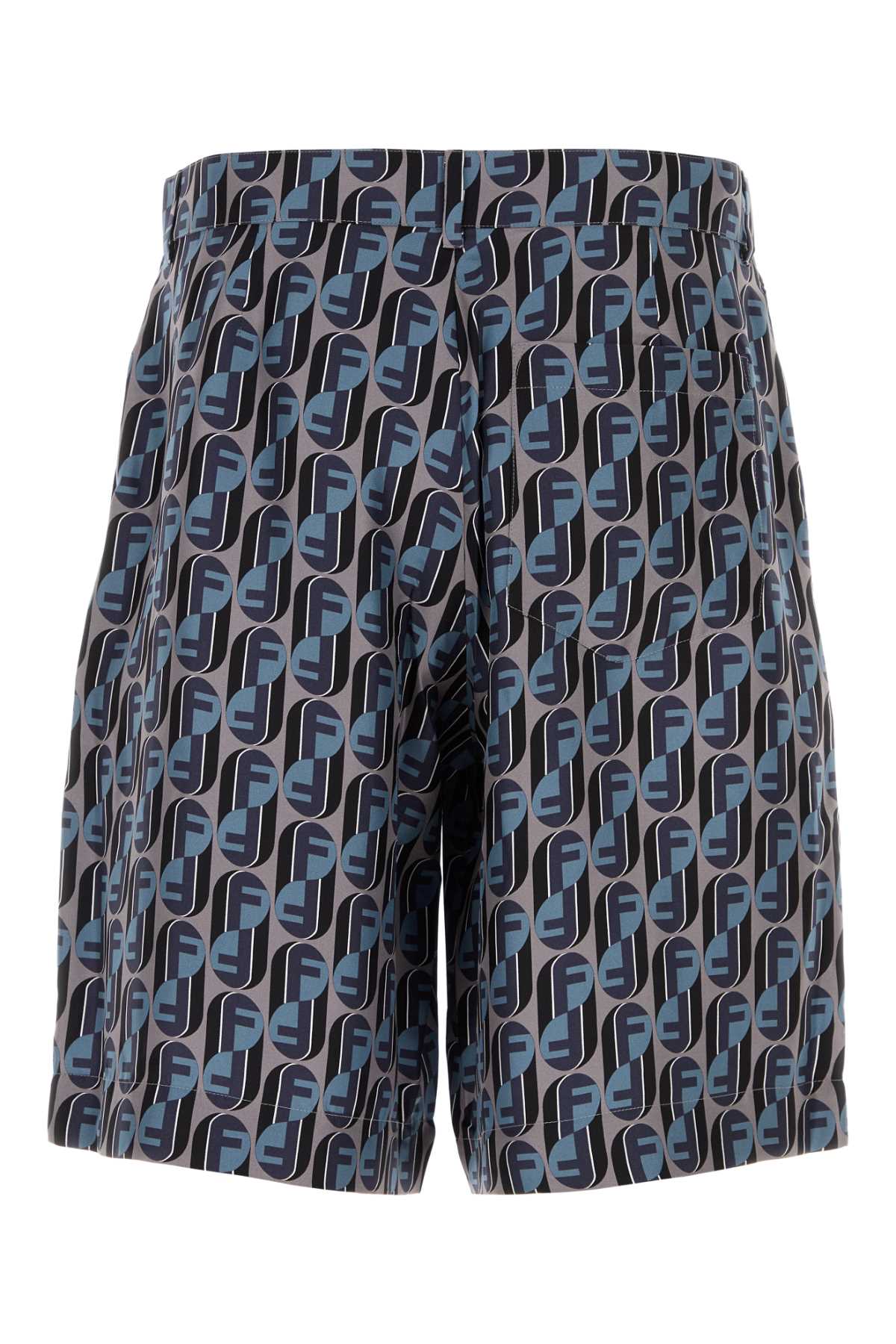 Fendi Silk Bermuda Shorts Featuring All-over Print In Blue