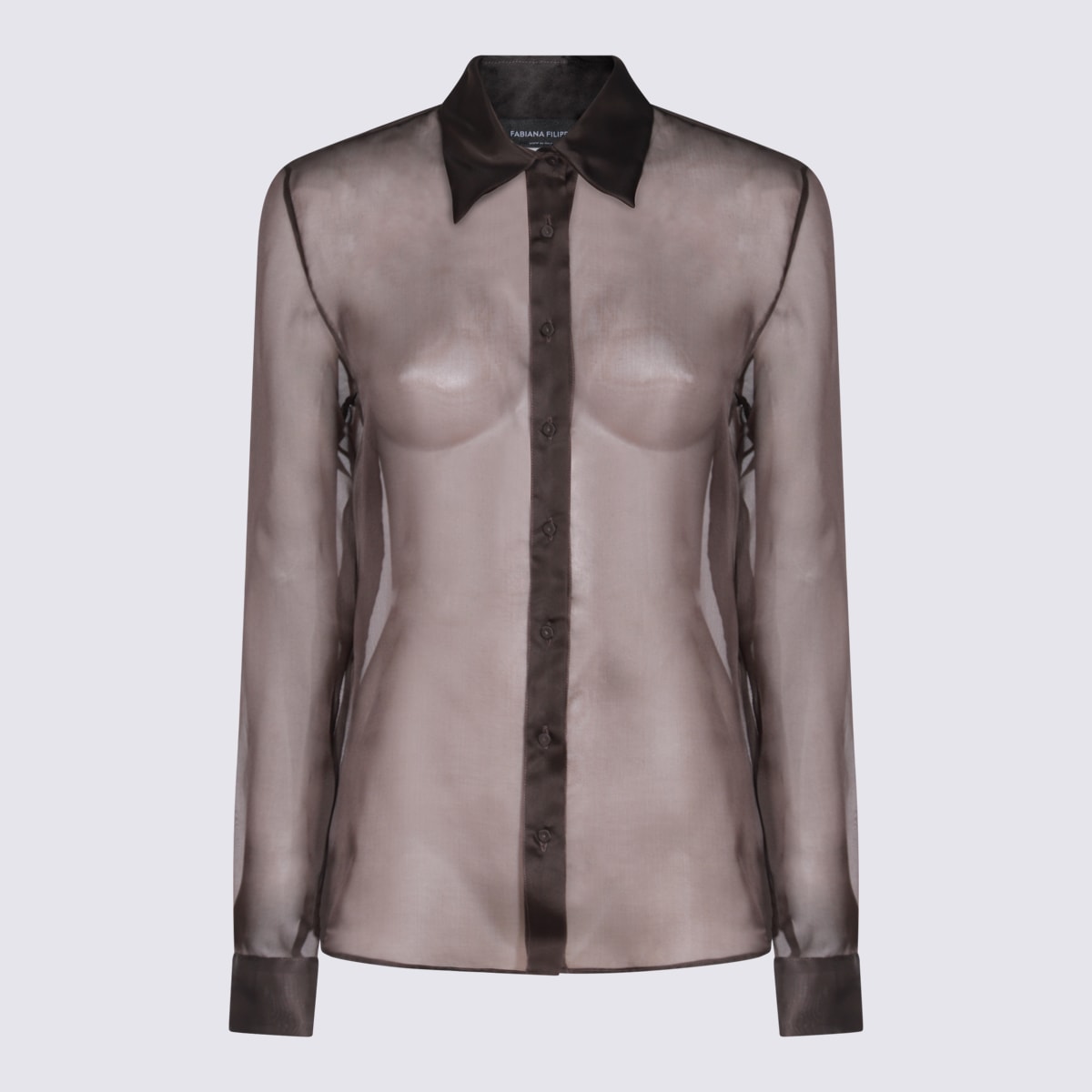 Shop Fabiana Filippi Brown Silk Shirt