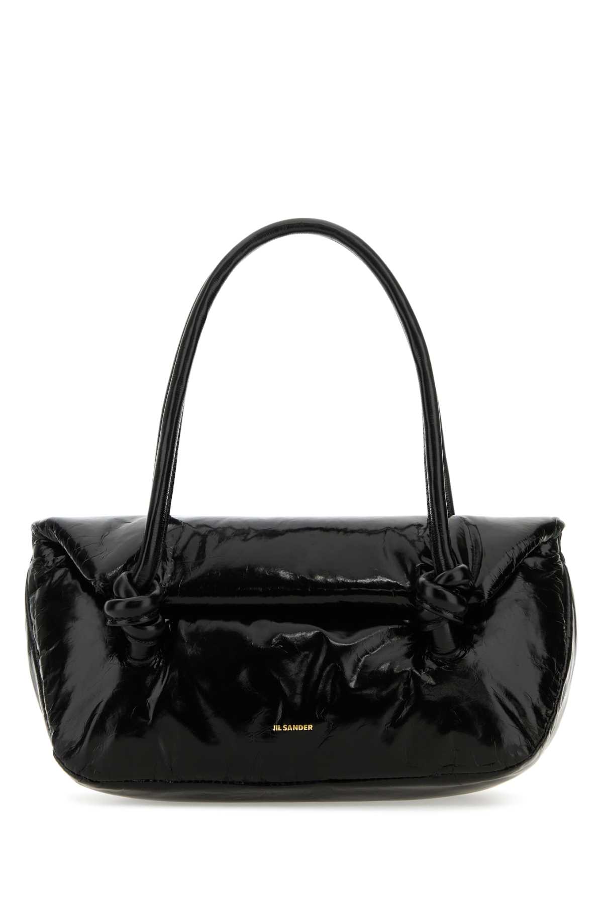 Black Leather Small Knot Handle Handbag