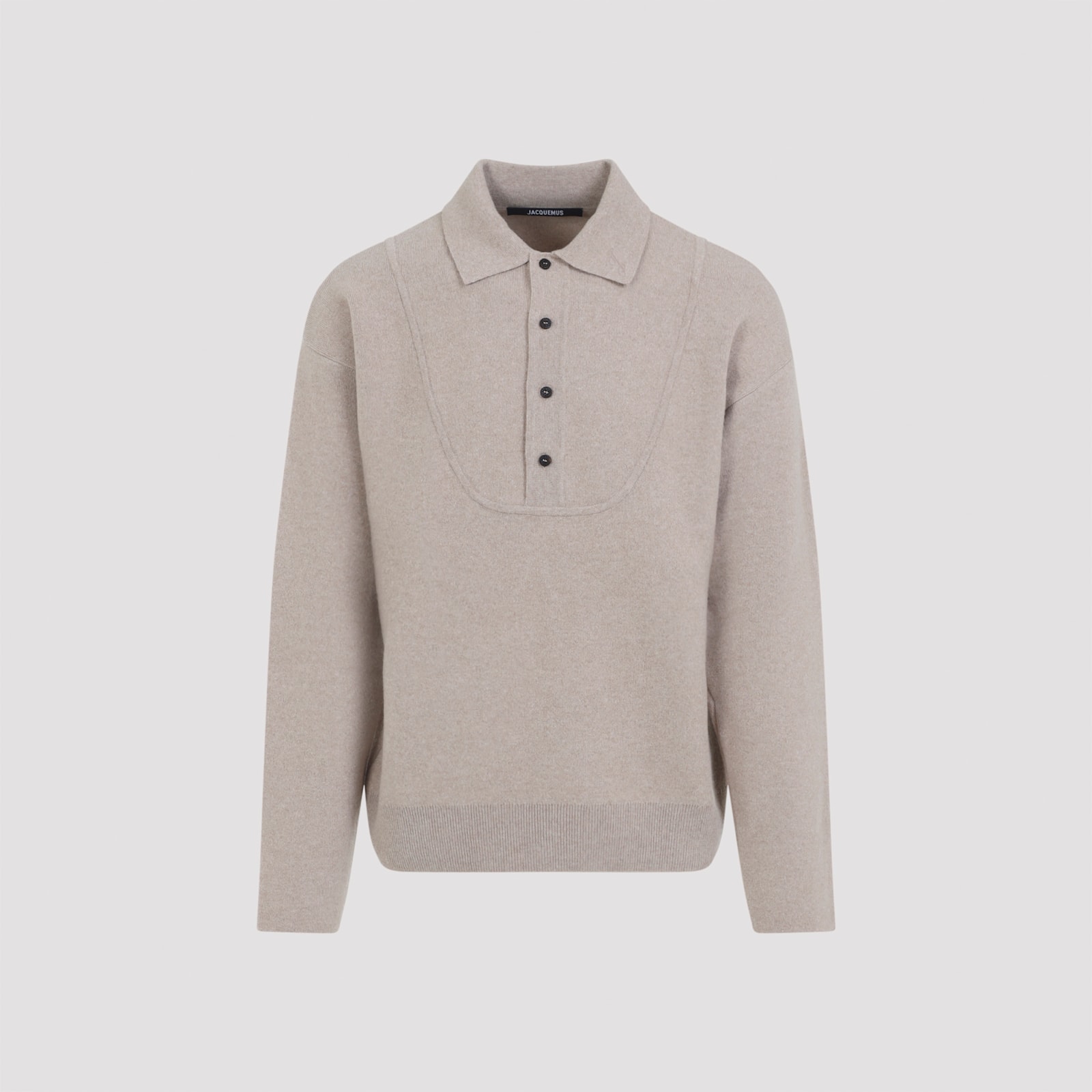 Jacquemus Collared Knitwear With Ribbed Cuffs And Hem In Gray