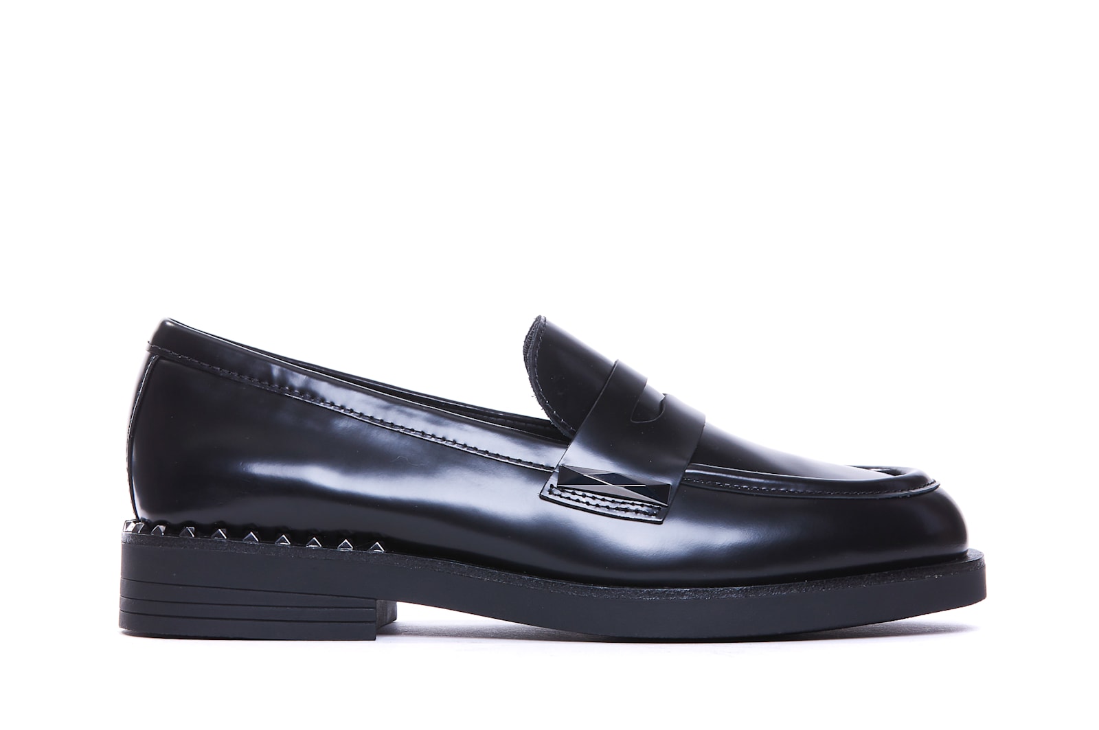 Shop Ash Whisper Studs Loafers In Black