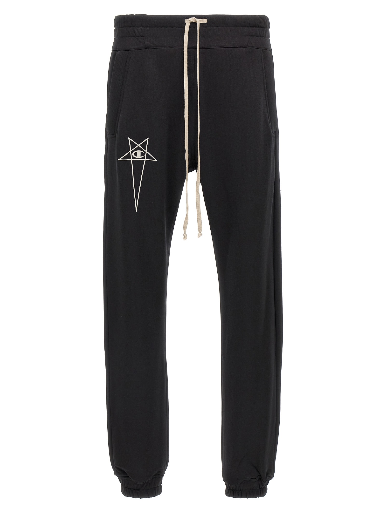 Rick Owens Black Champion Edition Prisoner Drawstring Sweatpants
