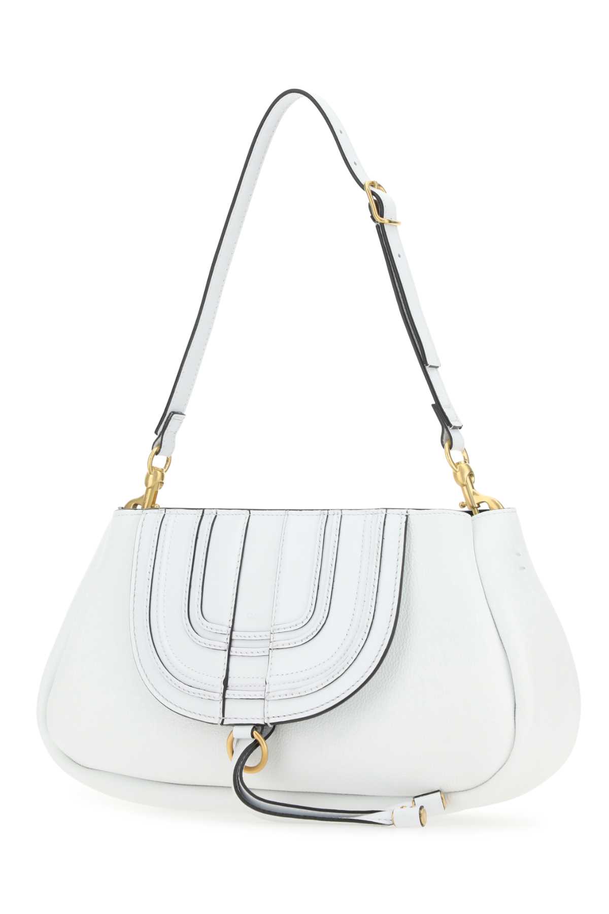 Shop Chloé Chalk Leather Marcie Clutch In 101