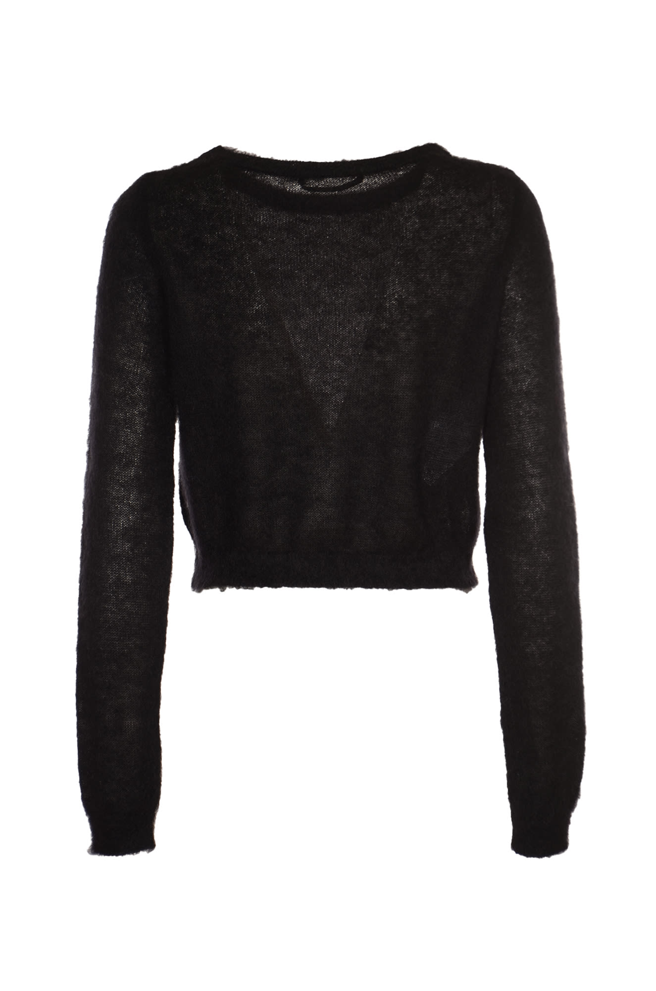 Shop Alberta Ferretti Rib Trim Plain Knit Sweater In Black