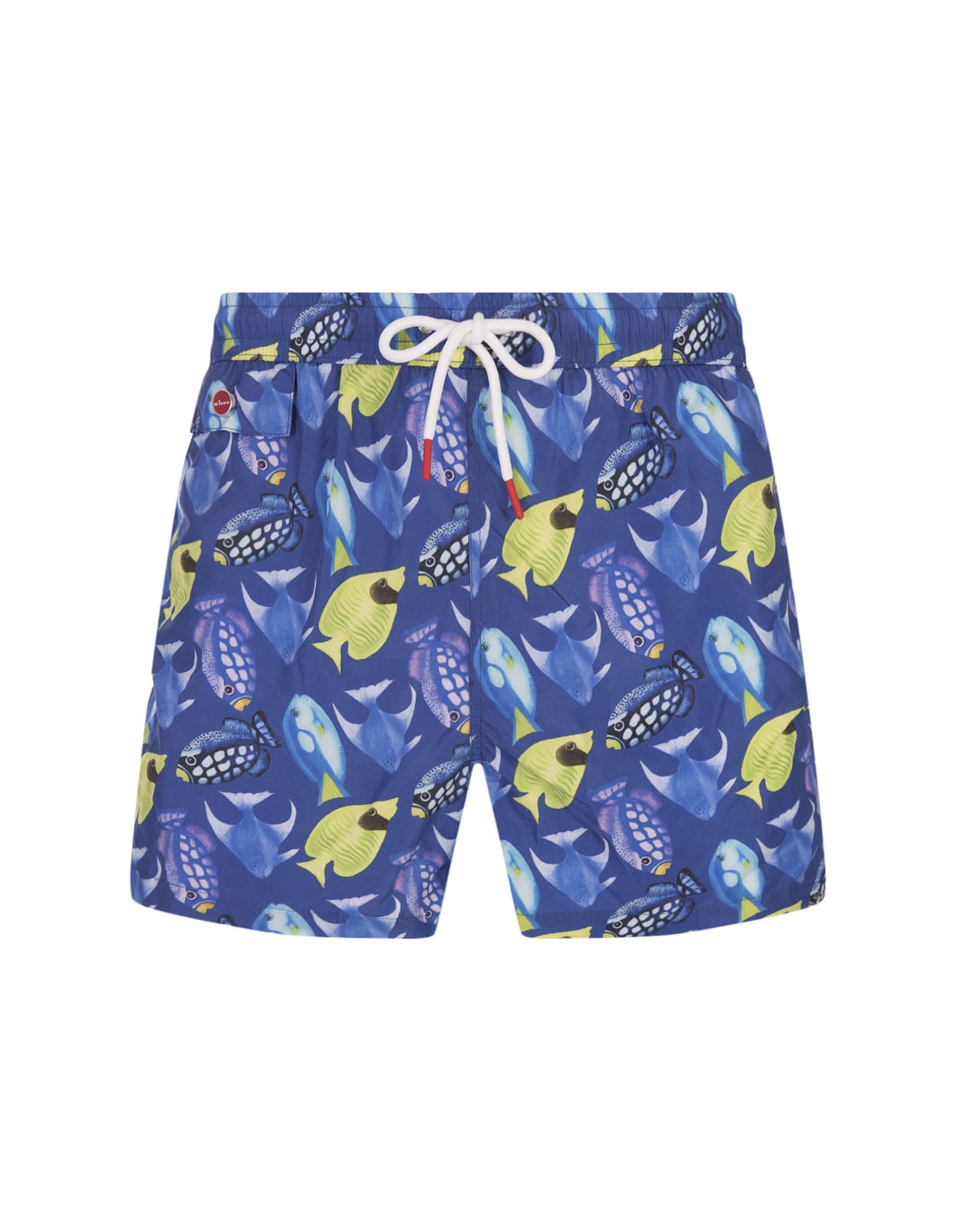 Blue Swim Shorts With Fish Print