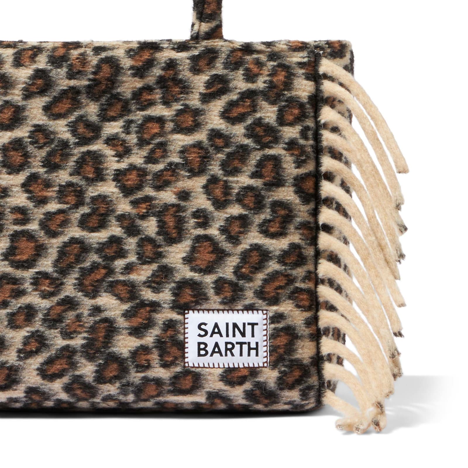 Shop Mc2 Saint Barth Vanity Blanket Shoulder Bag With Animalier Print And Fringes In Multicolor