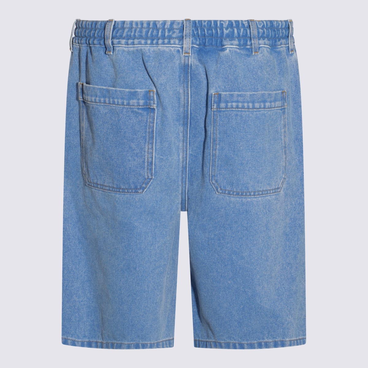 Marni Denim Shorts With Distressed And Elastic Waistband In Cobalt