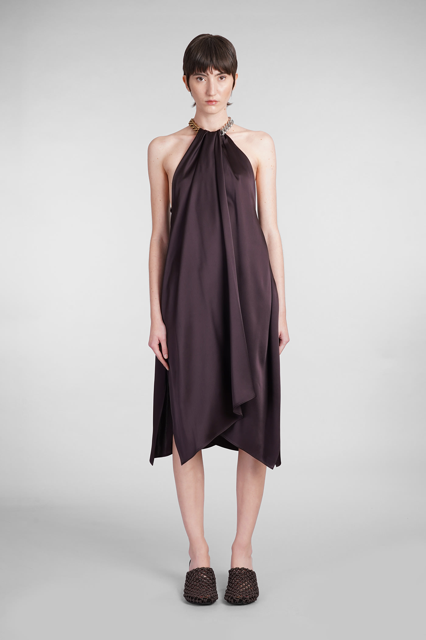 Shop Stella Mccartney Dress In Brown Acetate