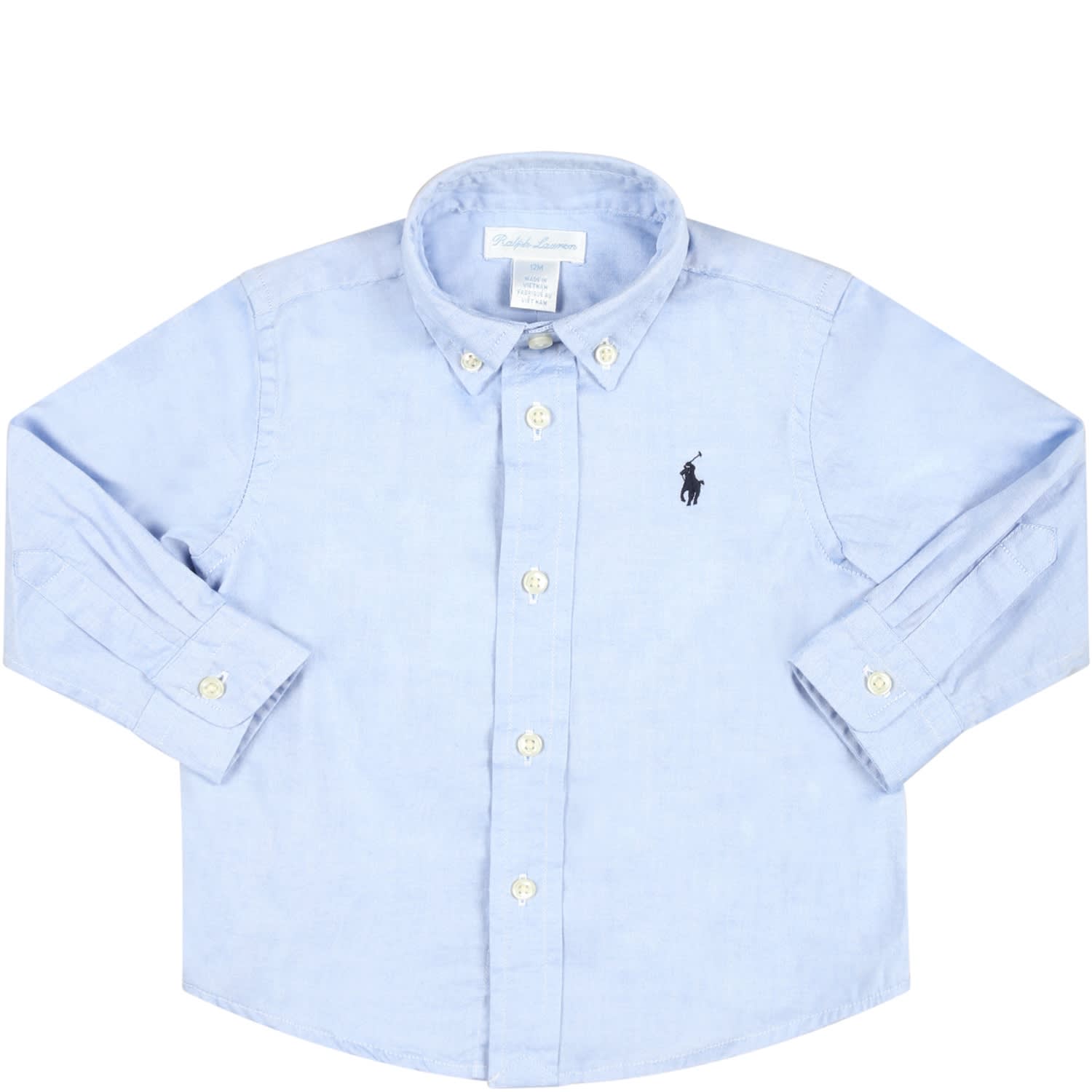 Ralph Lauren Light Blue Shirt For Baby Boy With Pony Logo